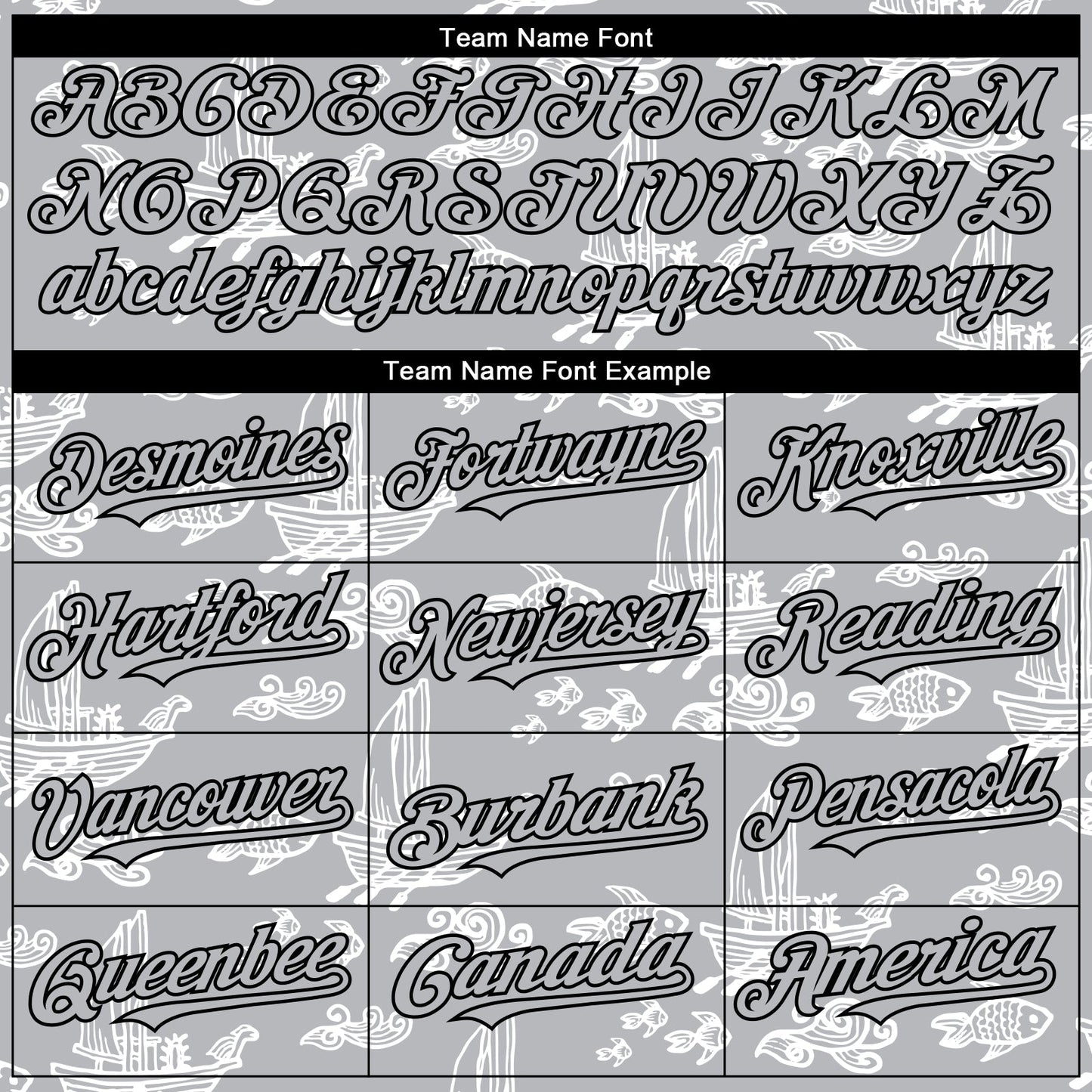 Custom Gray Black 3D Pattern Design Boats And Fish Authentic Baseball Jersey view 4