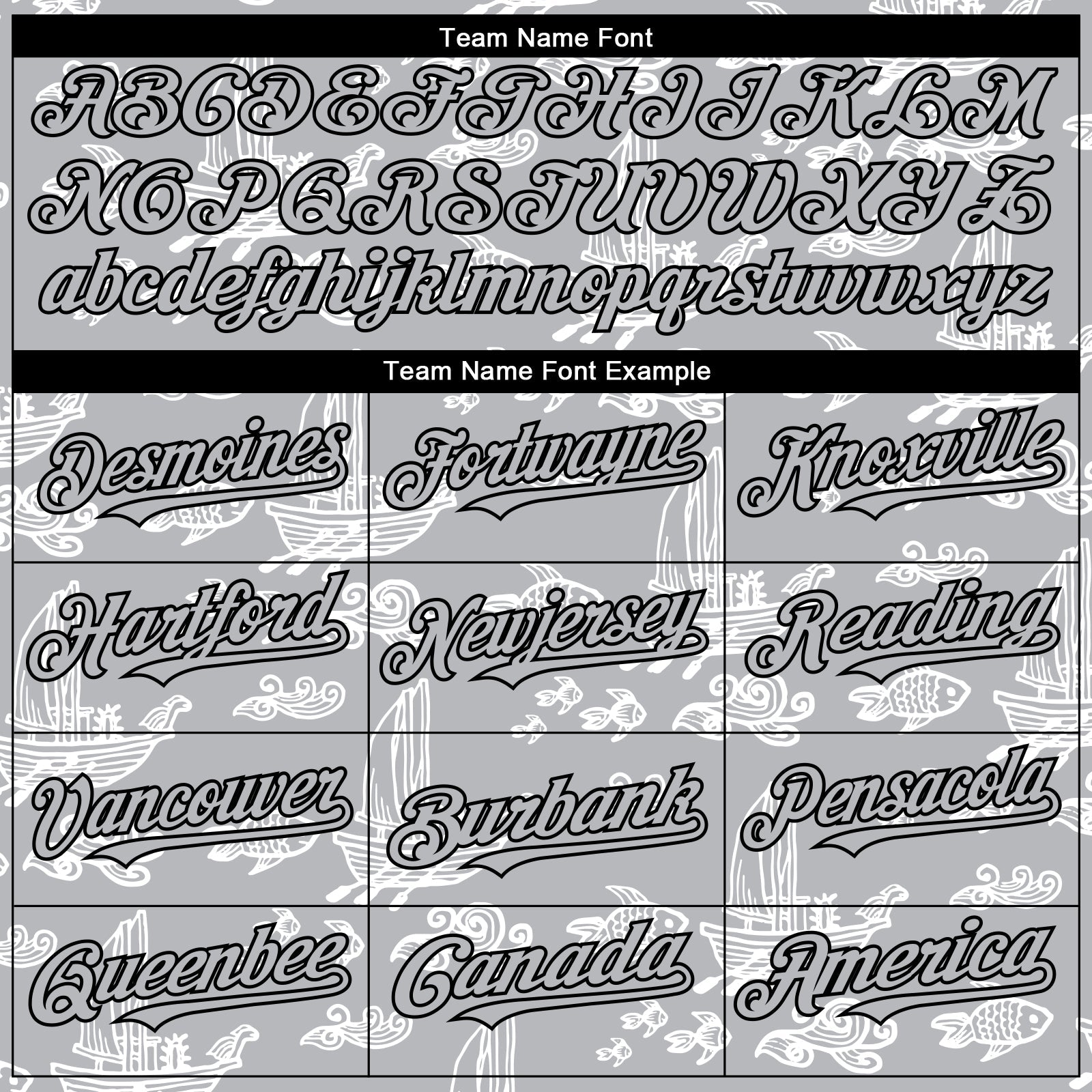 Custom Gray Black 3D Pattern Design Boats And Fish Authentic Baseball Jersey view 4