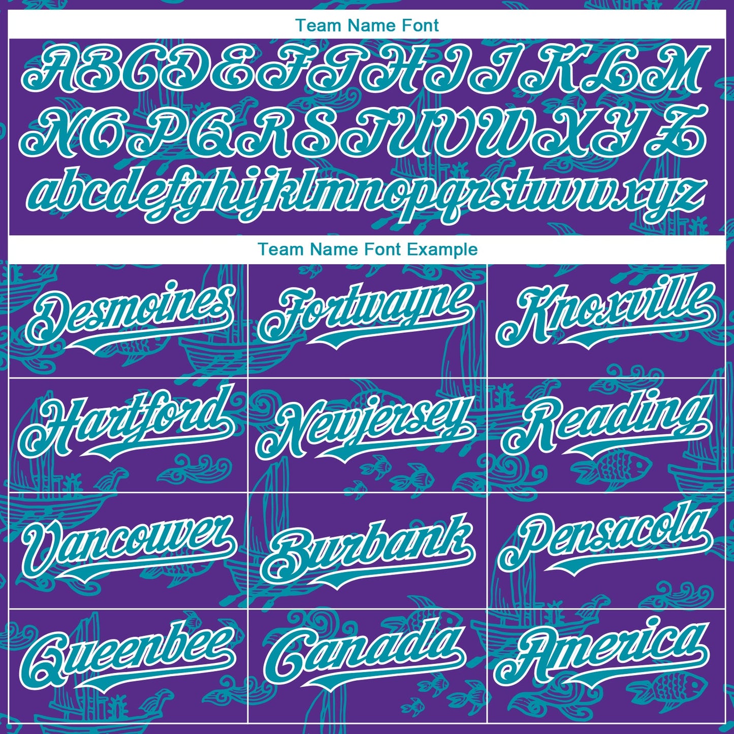 Custom Purple Teal-White 3D Pattern Design Boats And Fish Authentic Baseball Jersey view 4