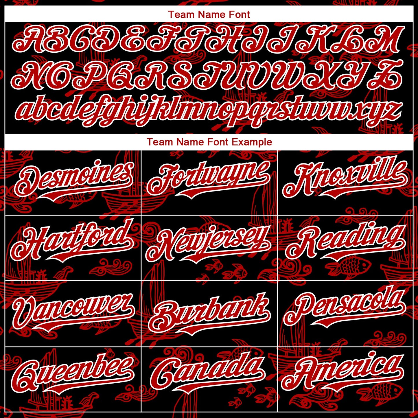 Custom Black Red-White 3D Pattern Design Boats And Fish Authentic Baseball Jersey view 4
