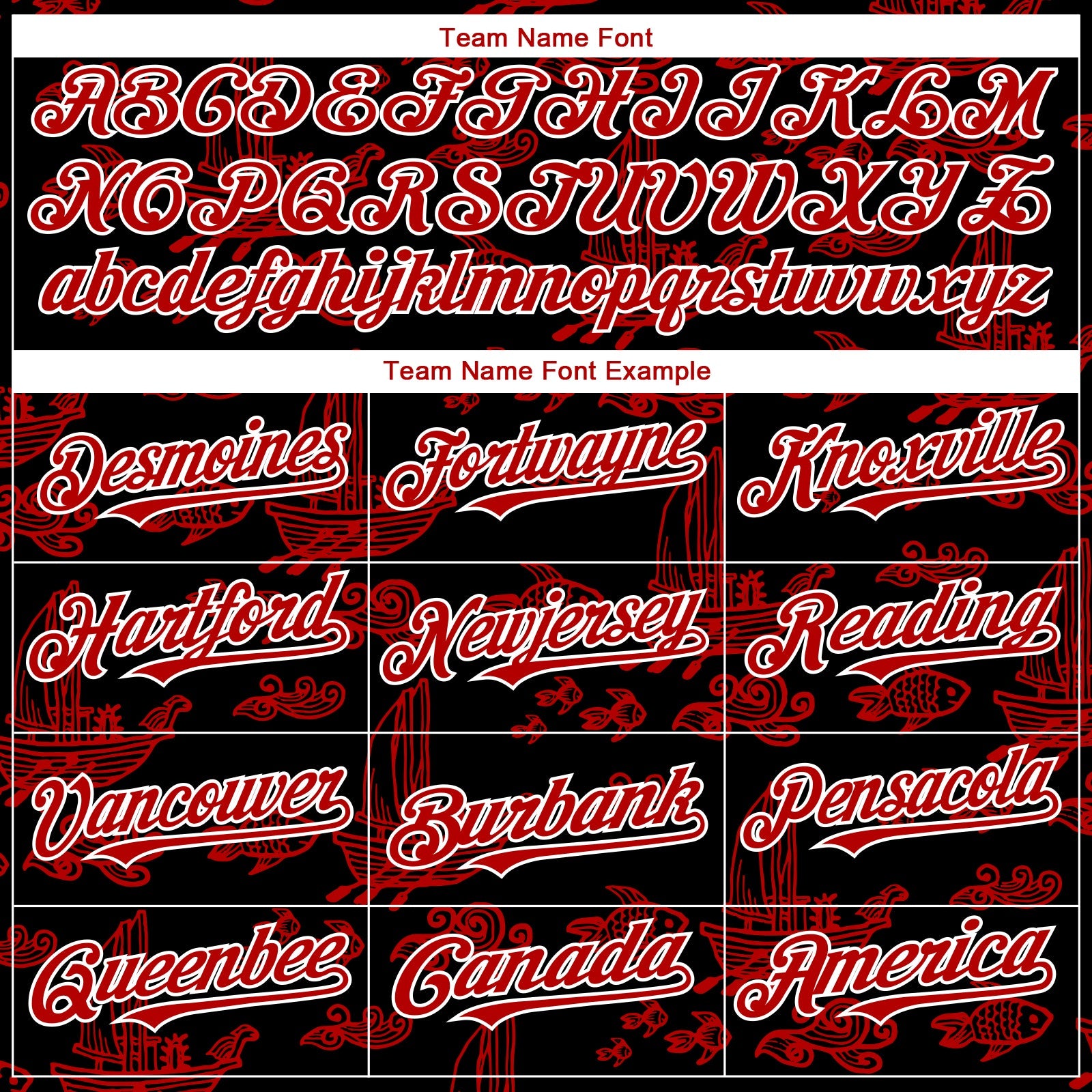 Custom Black Red-White 3D Pattern Design Boats And Fish Authentic Baseball Jersey view 4