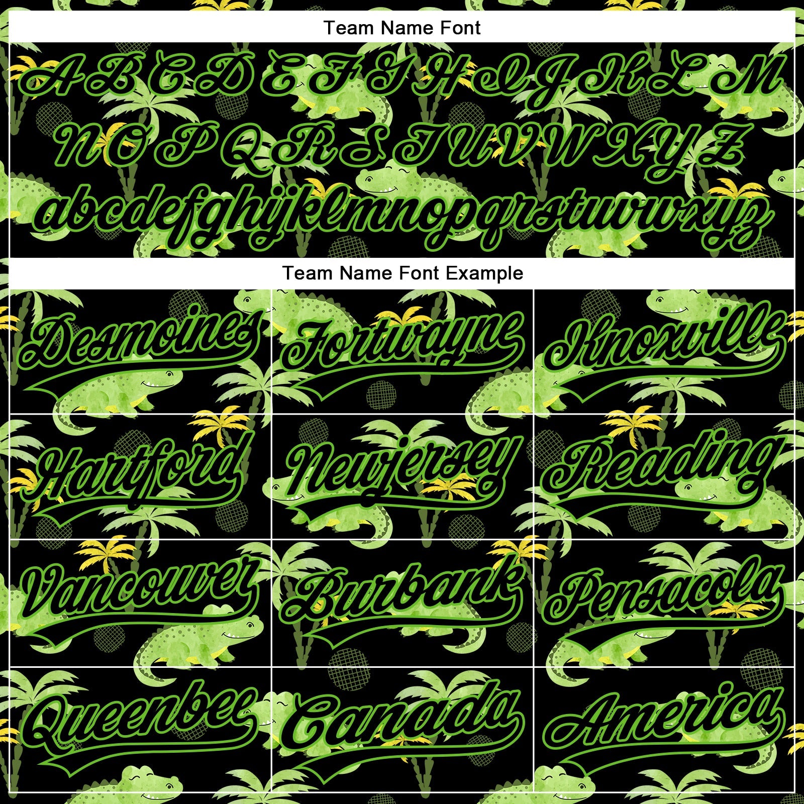 Custom Black Aurora Green 3D Pattern Design Crocodile And Tropical Hawaii Palm Trees Authentic Baseball Jersey view 4