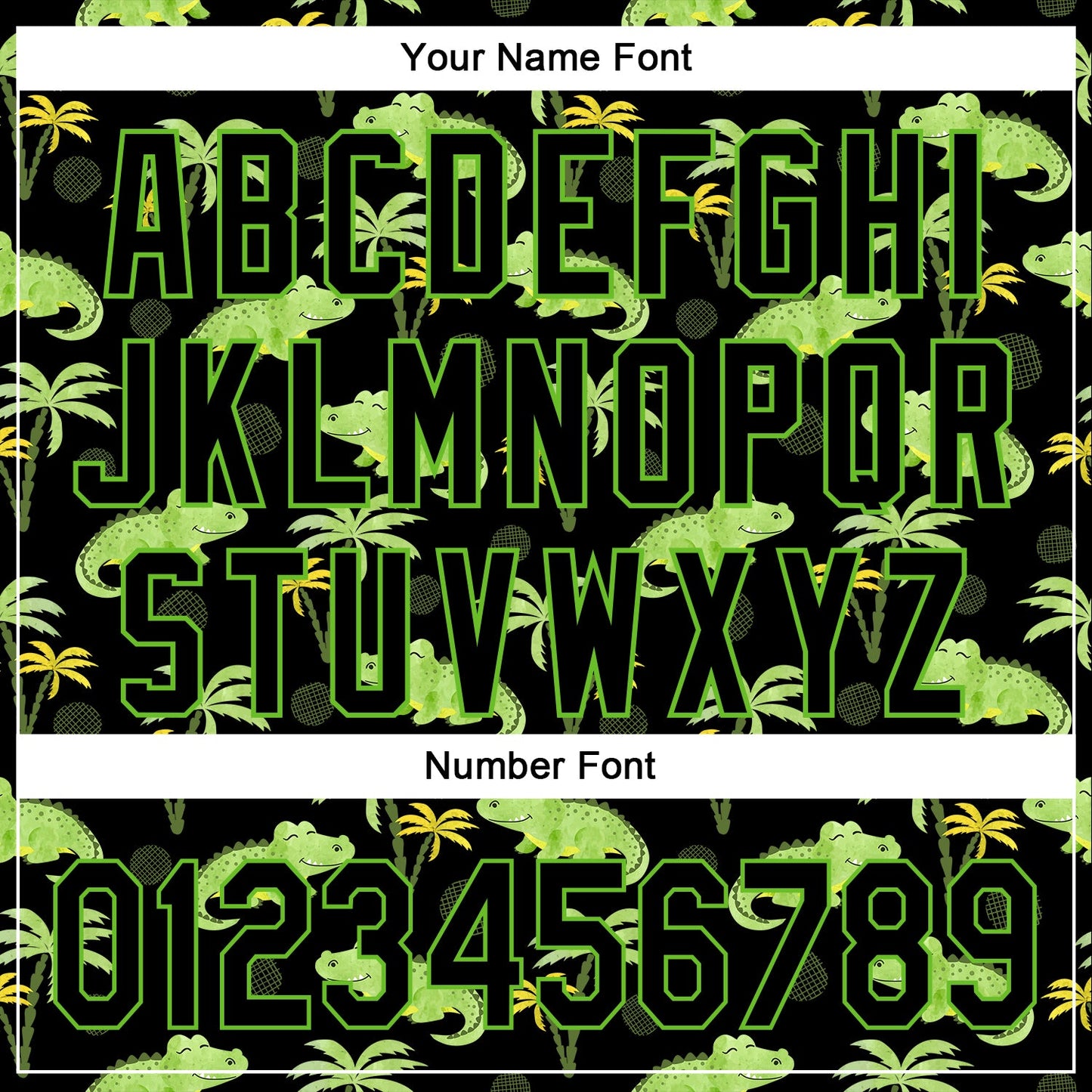 Custom Black Aurora Green 3D Pattern Design Crocodile And Tropical Hawaii Palm Trees Authentic Baseball Jersey view 5