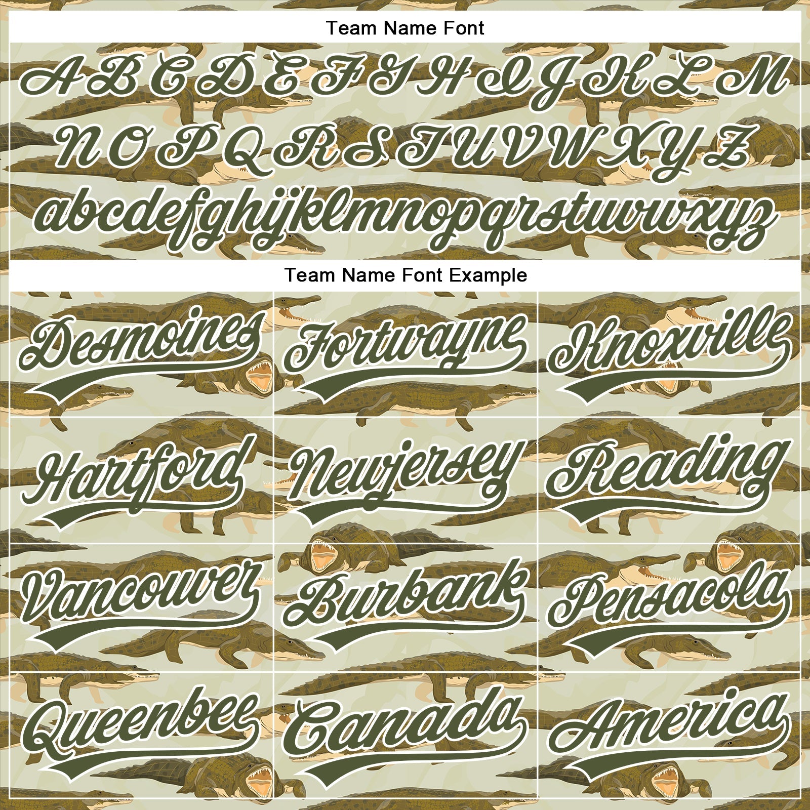 Custom Olive White 3D Pattern Design Crocodile Authentic Baseball Jersey view 4