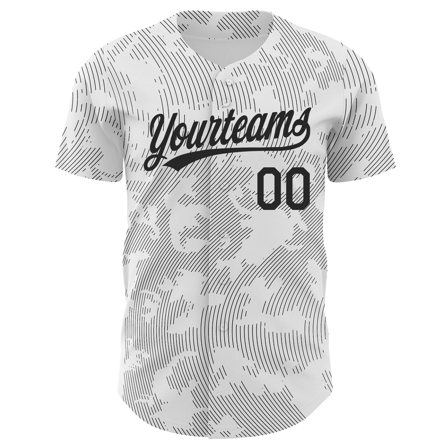 Custom White Black 3D Pattern Design Curve Lines Authentic Baseball Jersey view 2