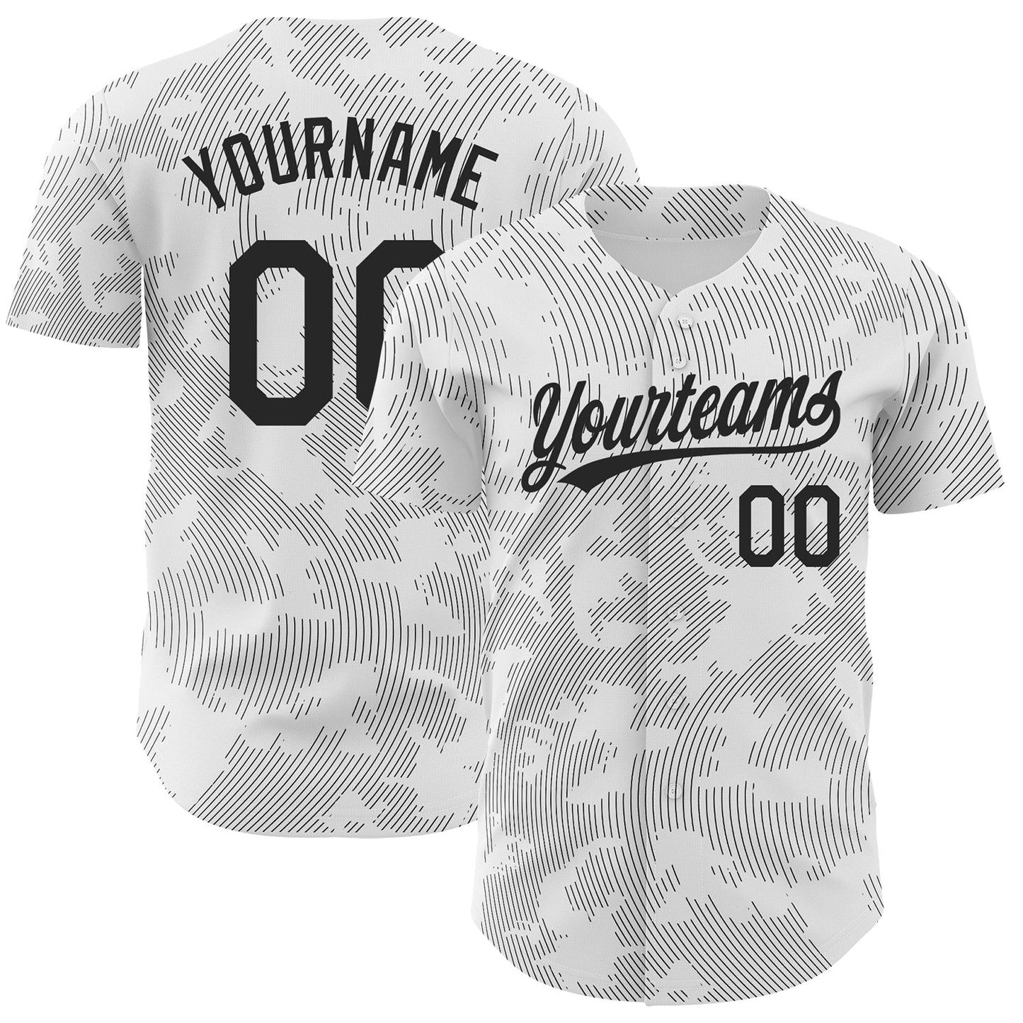 Custom White Black 3D Pattern Design Curve Lines Authentic Baseball Jersey - Main View