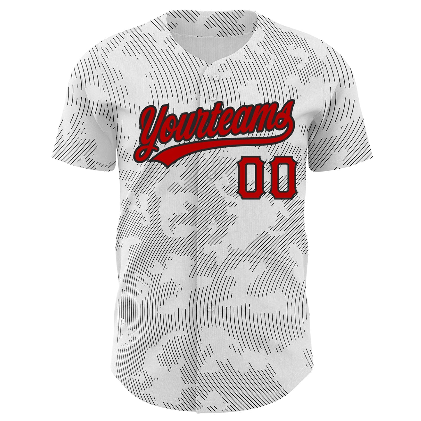 Custom White Red-Black 3D Pattern Design Curve Lines Authentic Baseball Jersey view 2