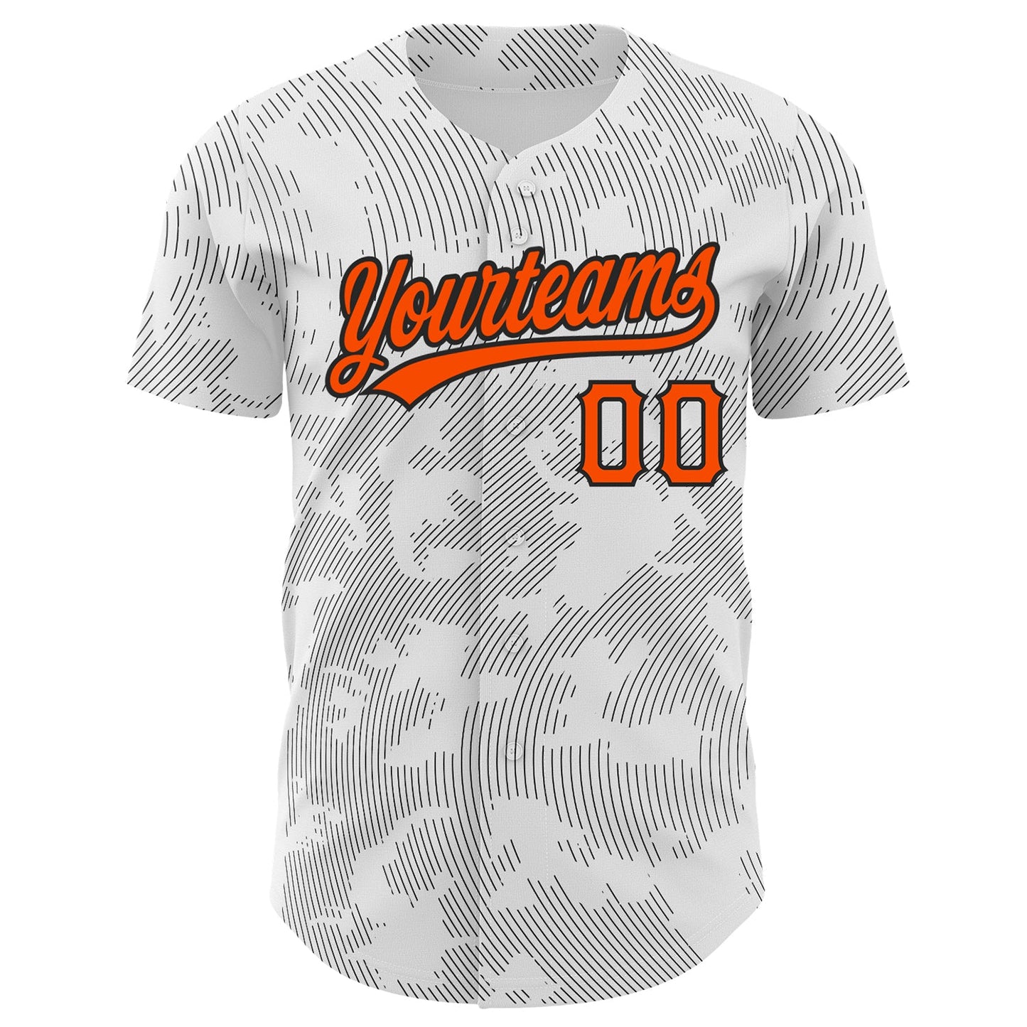 Custom White Orange-Black 3D Pattern Design Curve Lines Authentic Baseball Jersey view 2