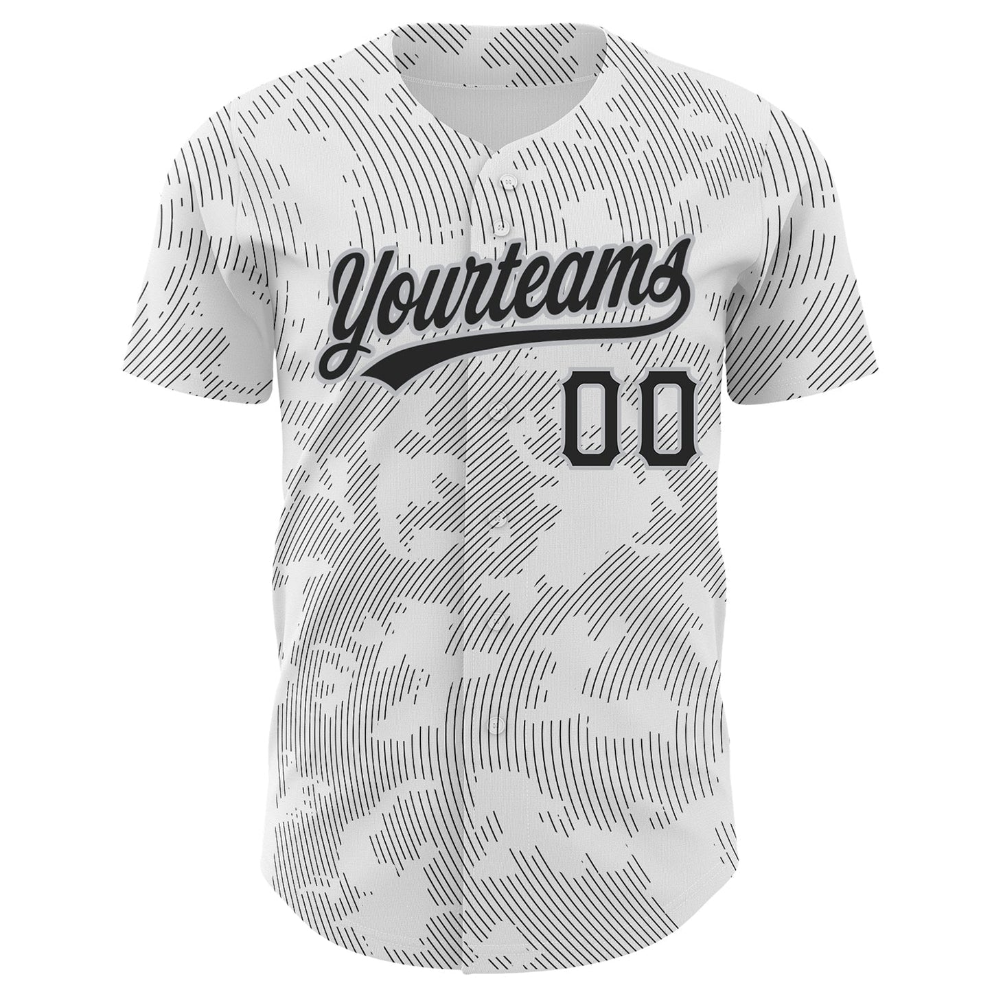 Custom White Black-Gray 3D Pattern Design Curve Lines Authentic Baseball Jersey view 2
