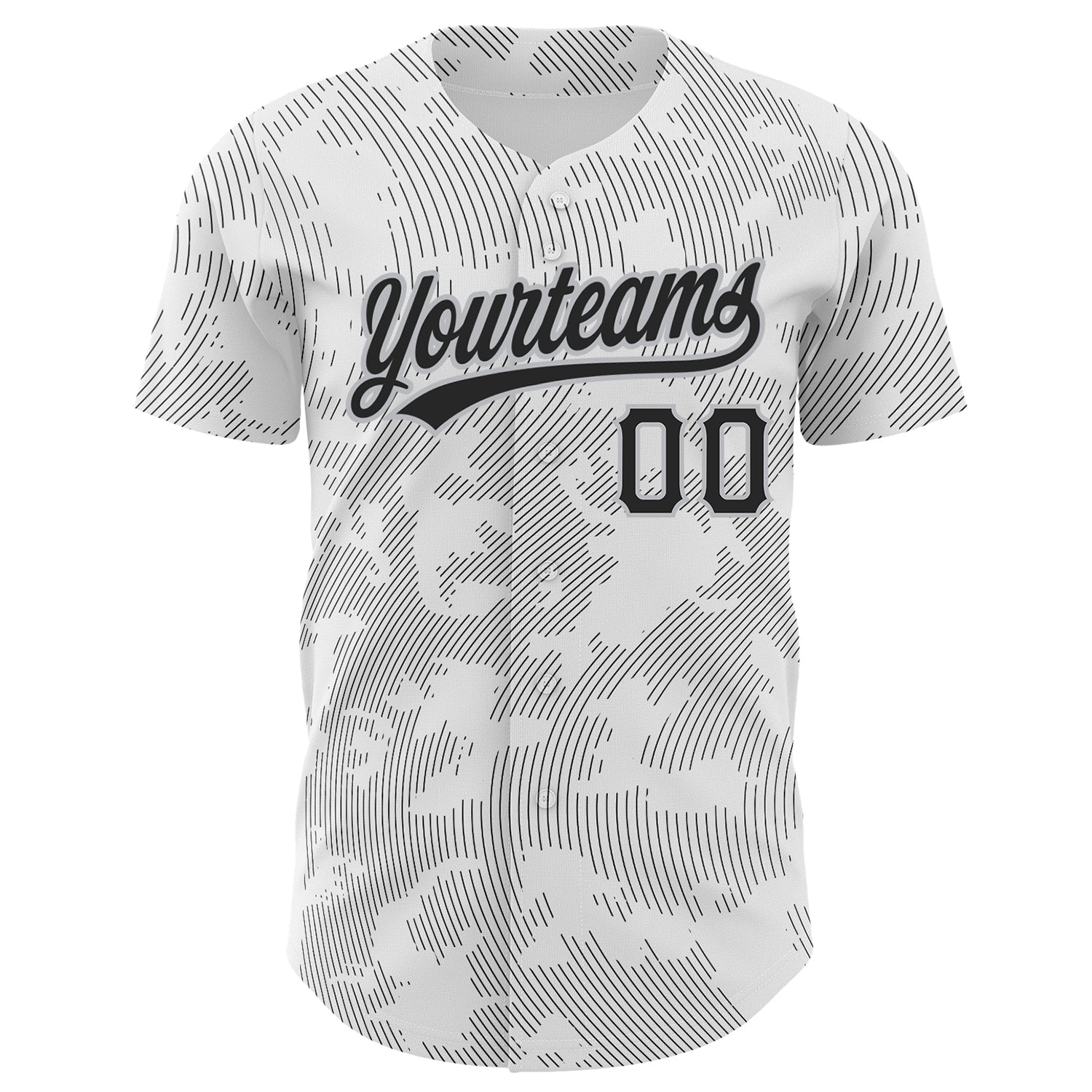 Custom White Black-Gray 3D Pattern Design Curve Lines Authentic Baseball Jersey view 2