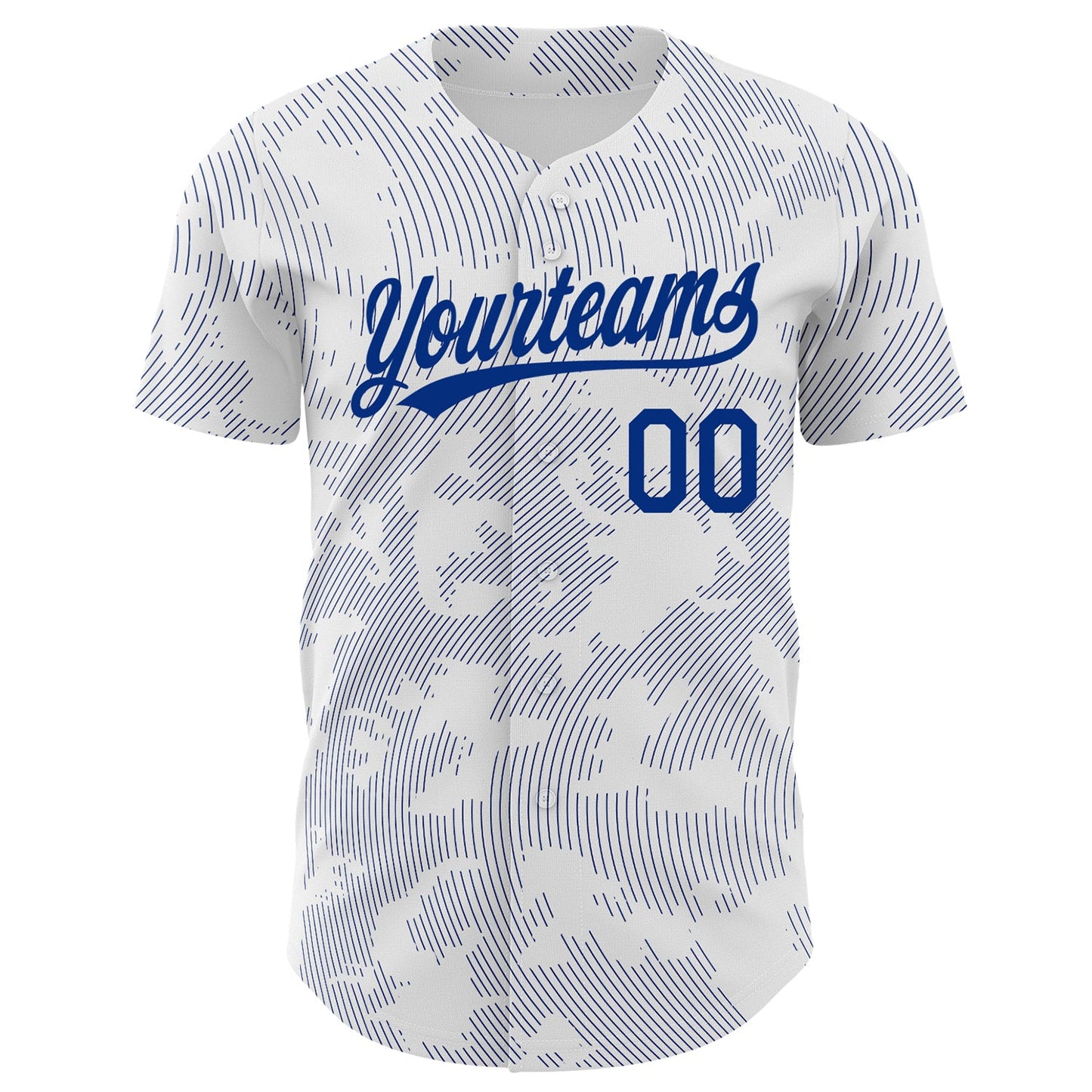 Custom White Royal 3D Pattern Design Curve Lines Authentic Baseball Jersey view 2