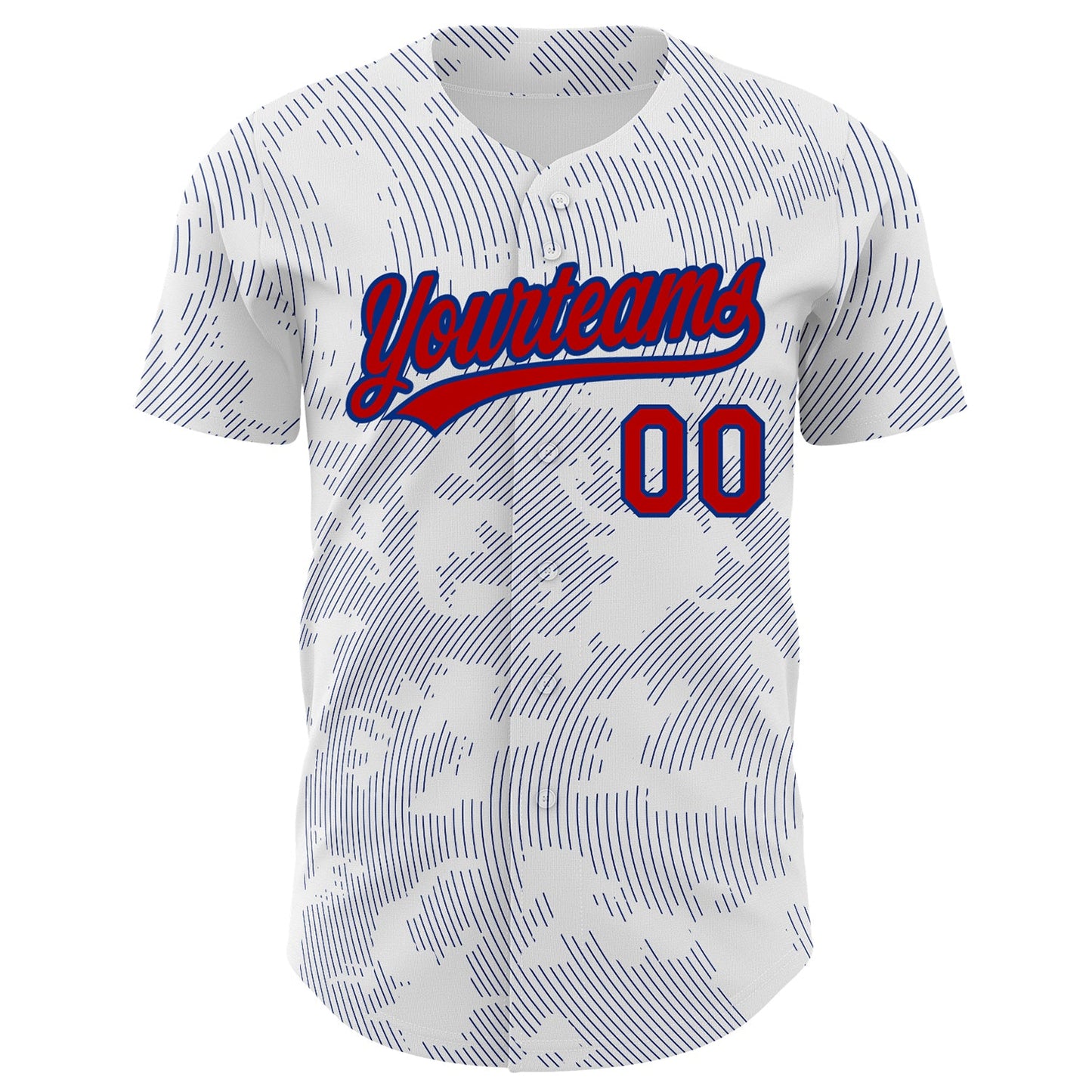 Custom White Red-Royal 3D Pattern Design Curve Lines Authentic Baseball Jersey view 2