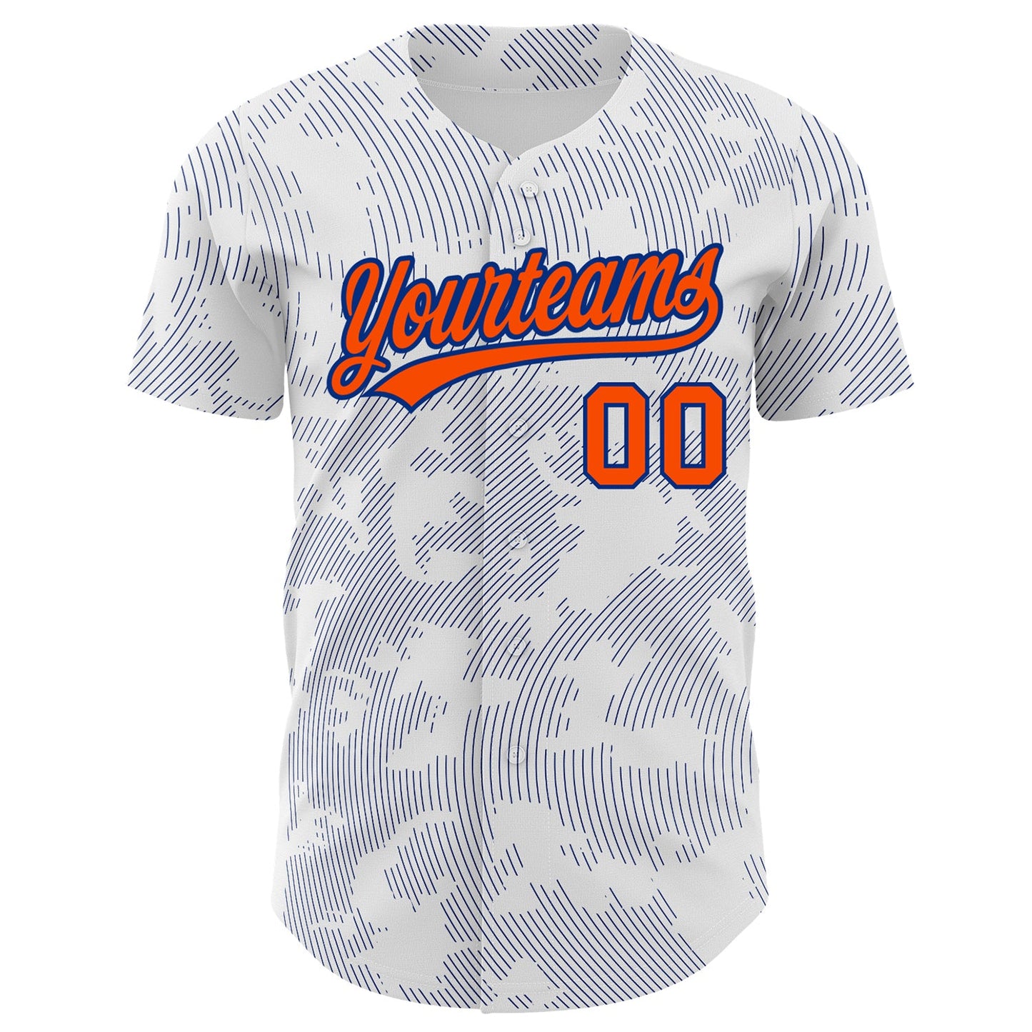 Custom White Orange-Royal 3D Pattern Design Curve Lines Authentic Baseball Jersey view 2