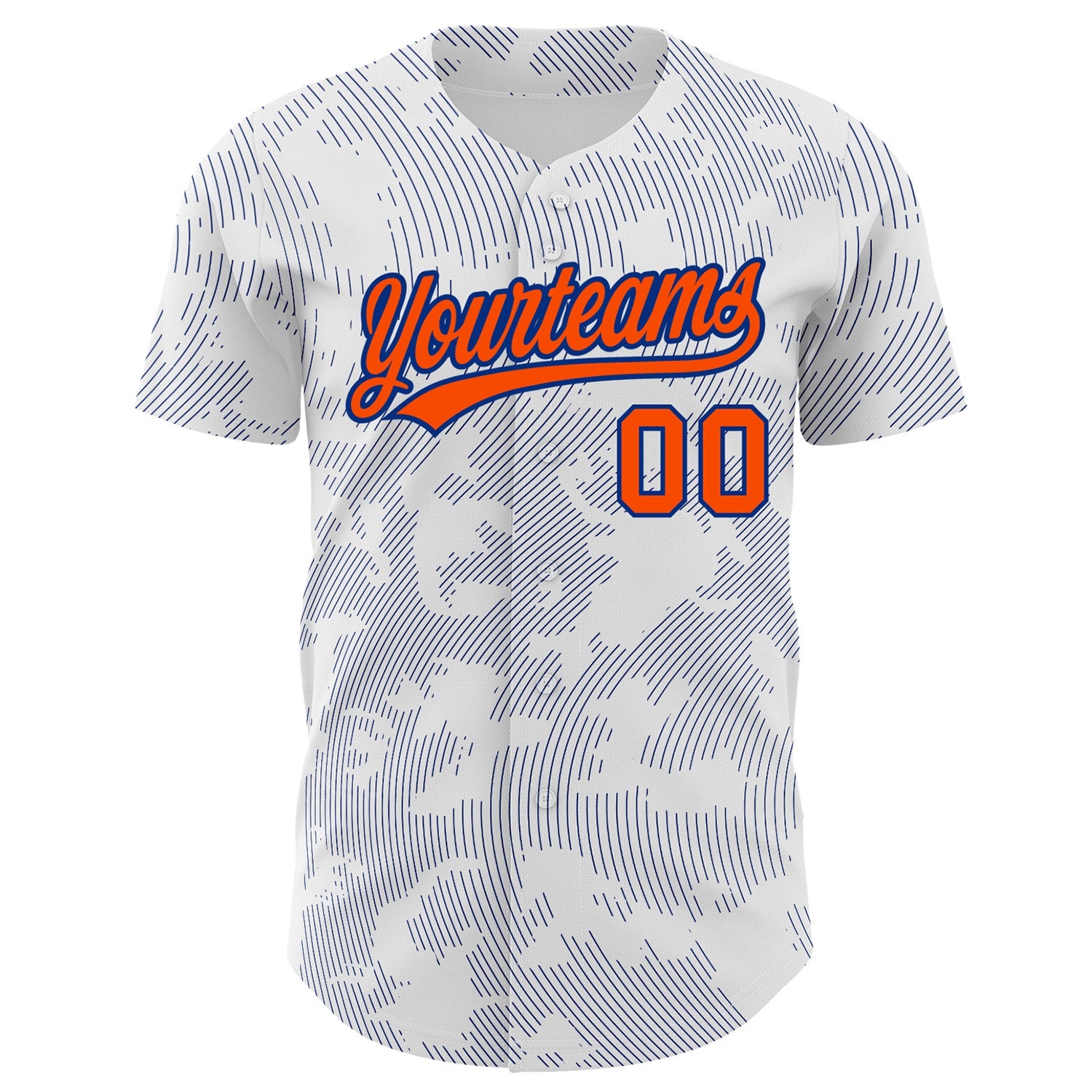 Custom White Orange-Royal 3D Pattern Design Curve Lines Authentic Baseball Jersey view 2