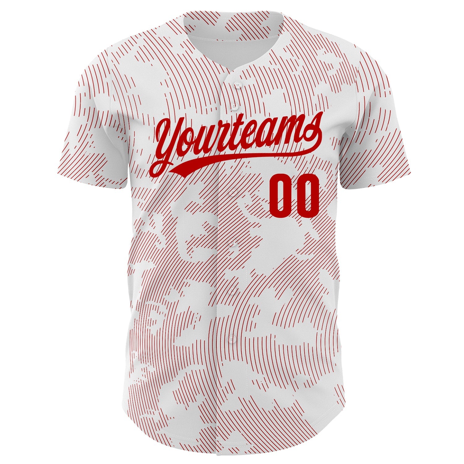 Custom White Red 3D Pattern Design Curve Lines Authentic Baseball Jersey view 2