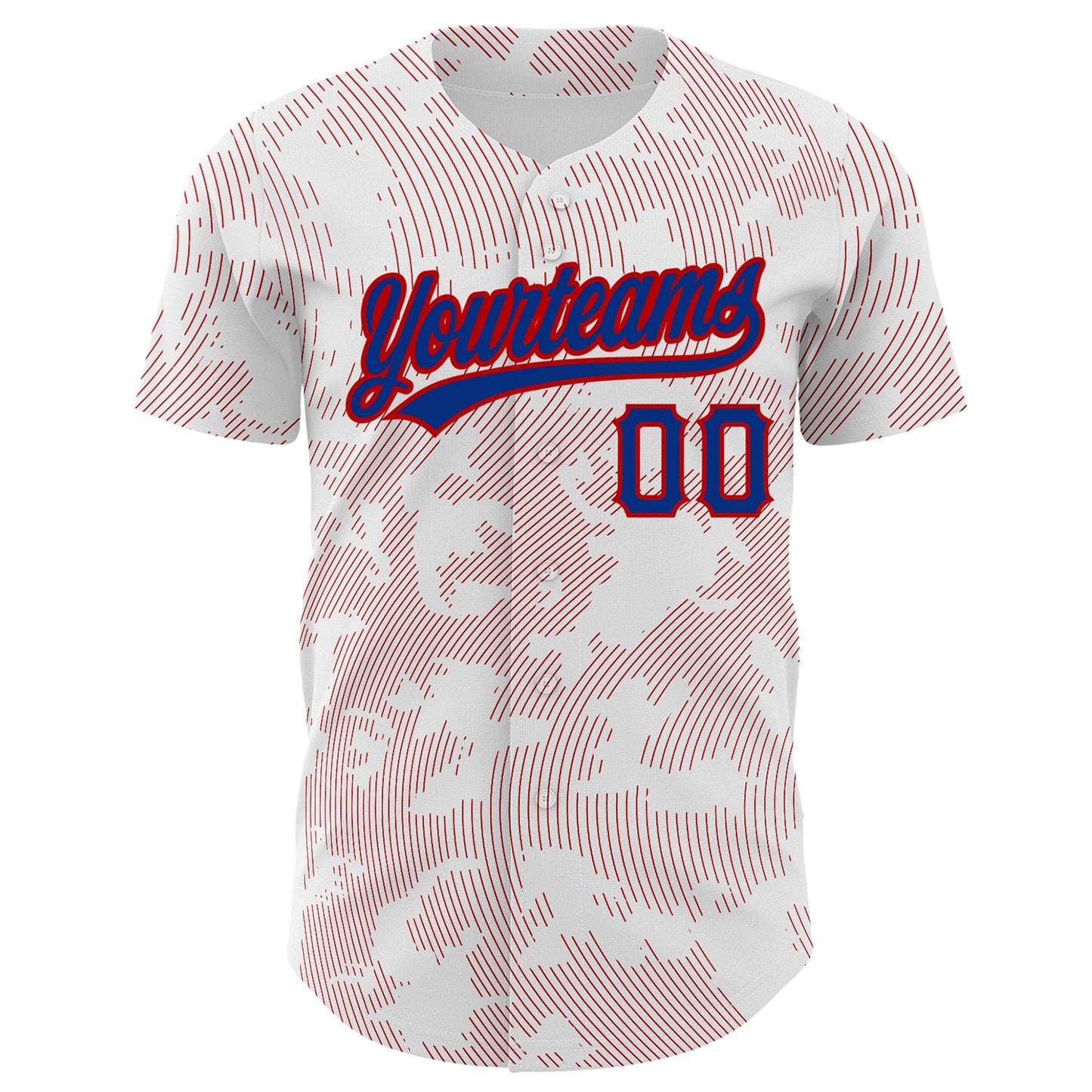 Custom White Royal-Red 3D Pattern Design Curve Lines Authentic Baseball Jersey view 2