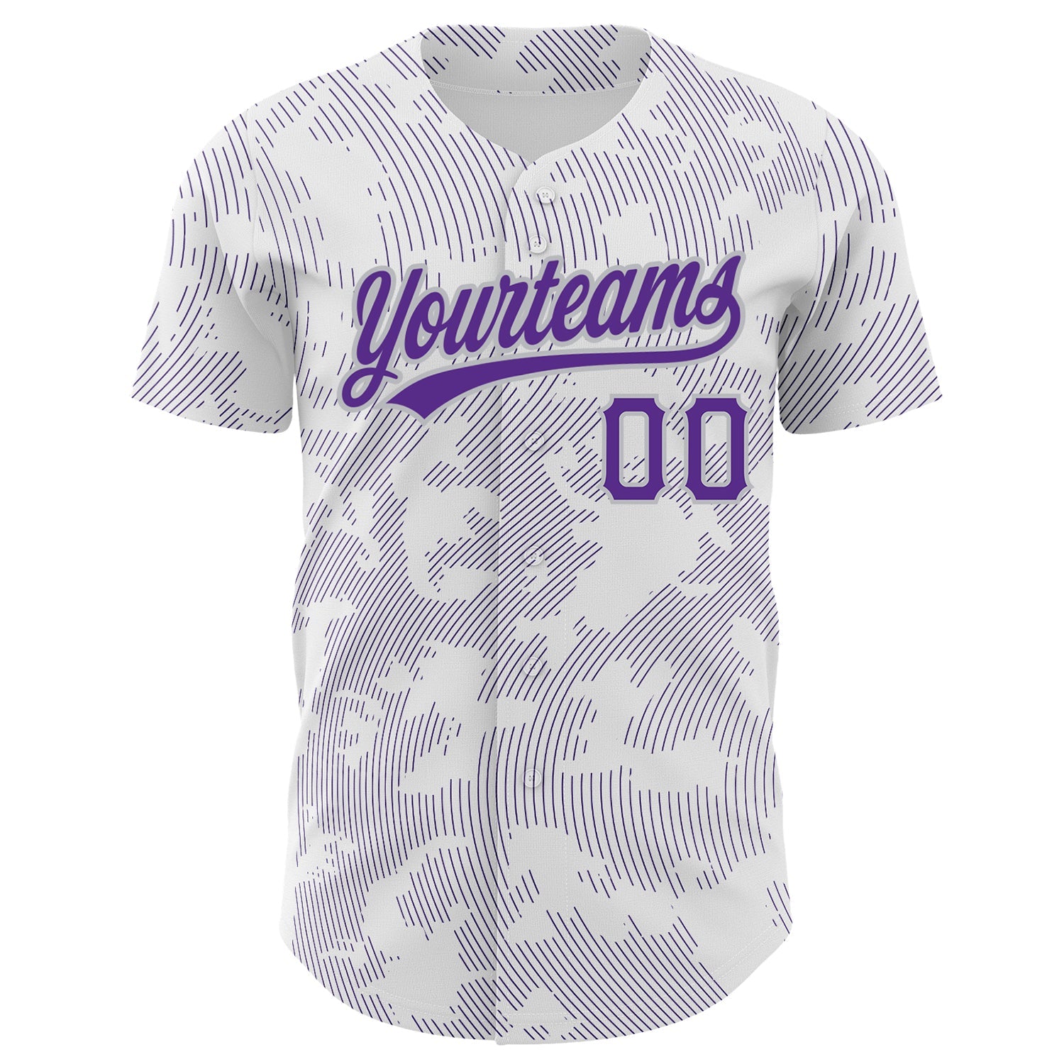 Custom White Purple-Gray 3D Pattern Design Curve Lines Authentic Baseball Jersey view 2