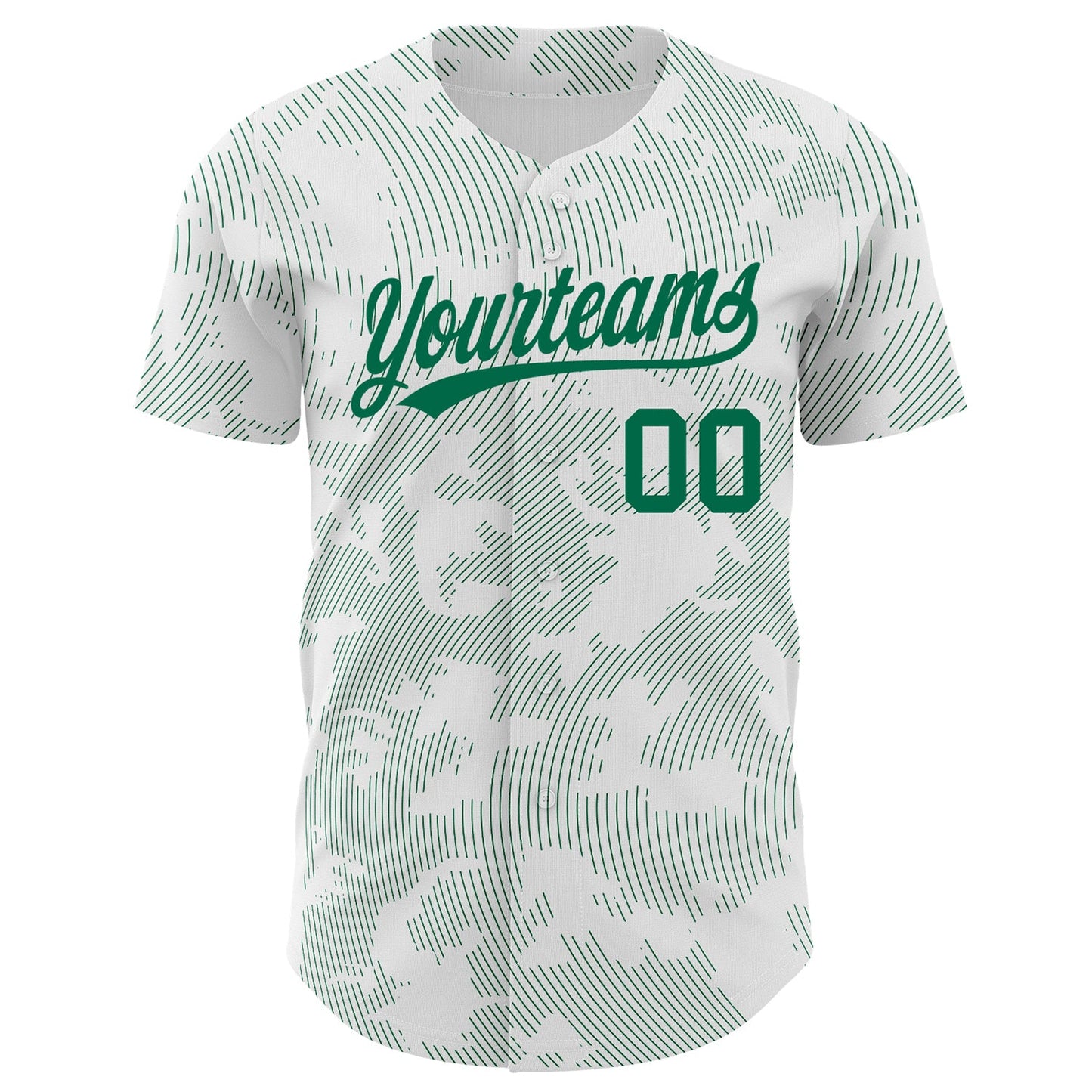 Custom White Kelly Green 3D Pattern Design Curve Lines Authentic Baseball Jersey view 2