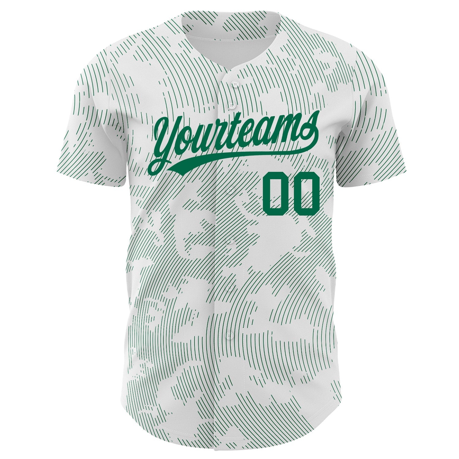 Custom White Kelly Green 3D Pattern Design Curve Lines Authentic Baseball Jersey view 2