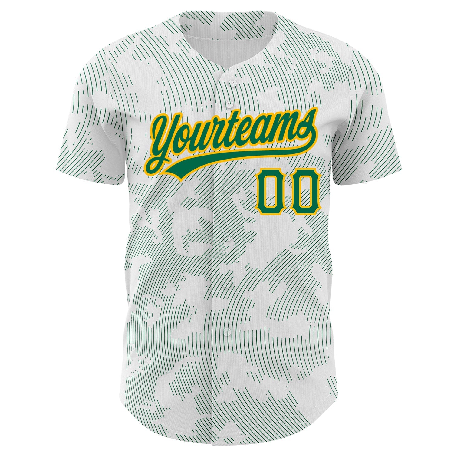 Custom White Kelly Green-Gold 3D Pattern Design Curve Lines Authentic Baseball Jersey view 2