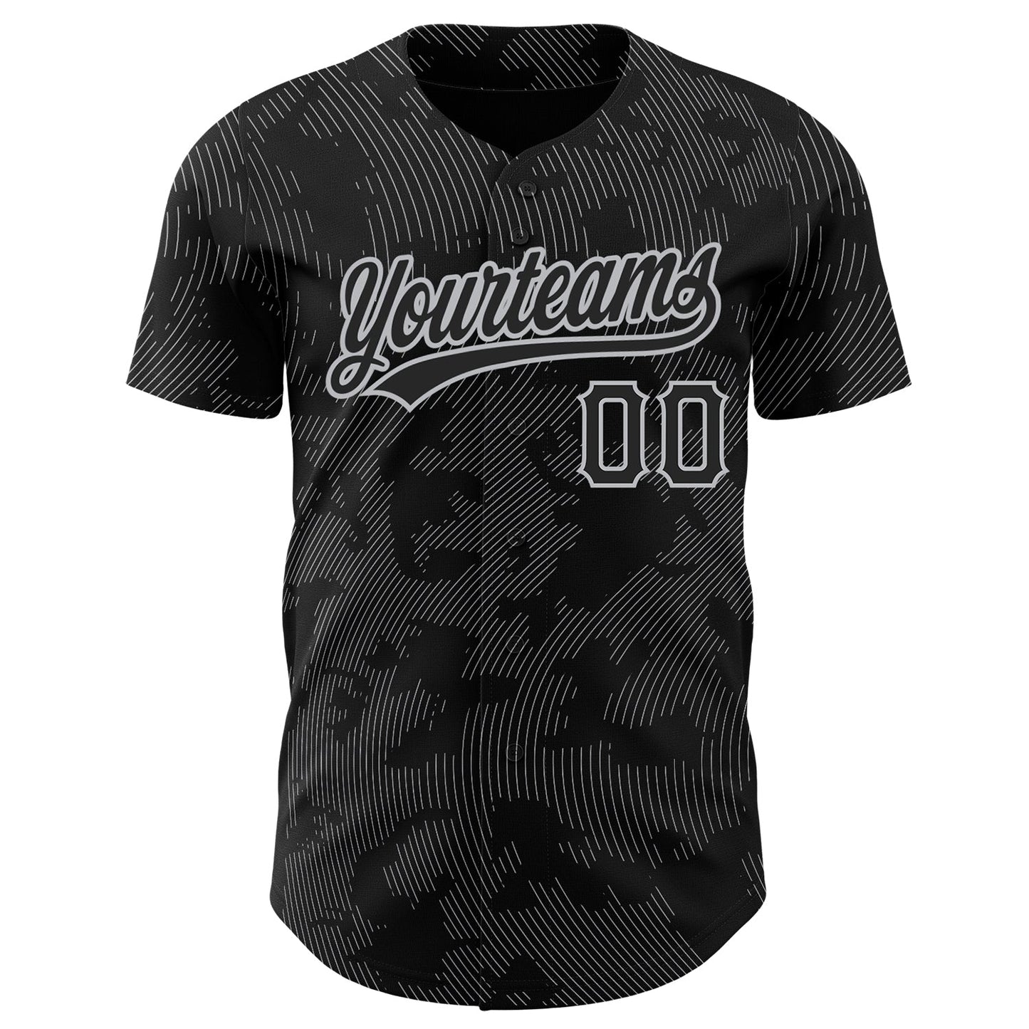 Custom Black Gray 3D Pattern Design Curve Lines Authentic Baseball Jersey view 2
