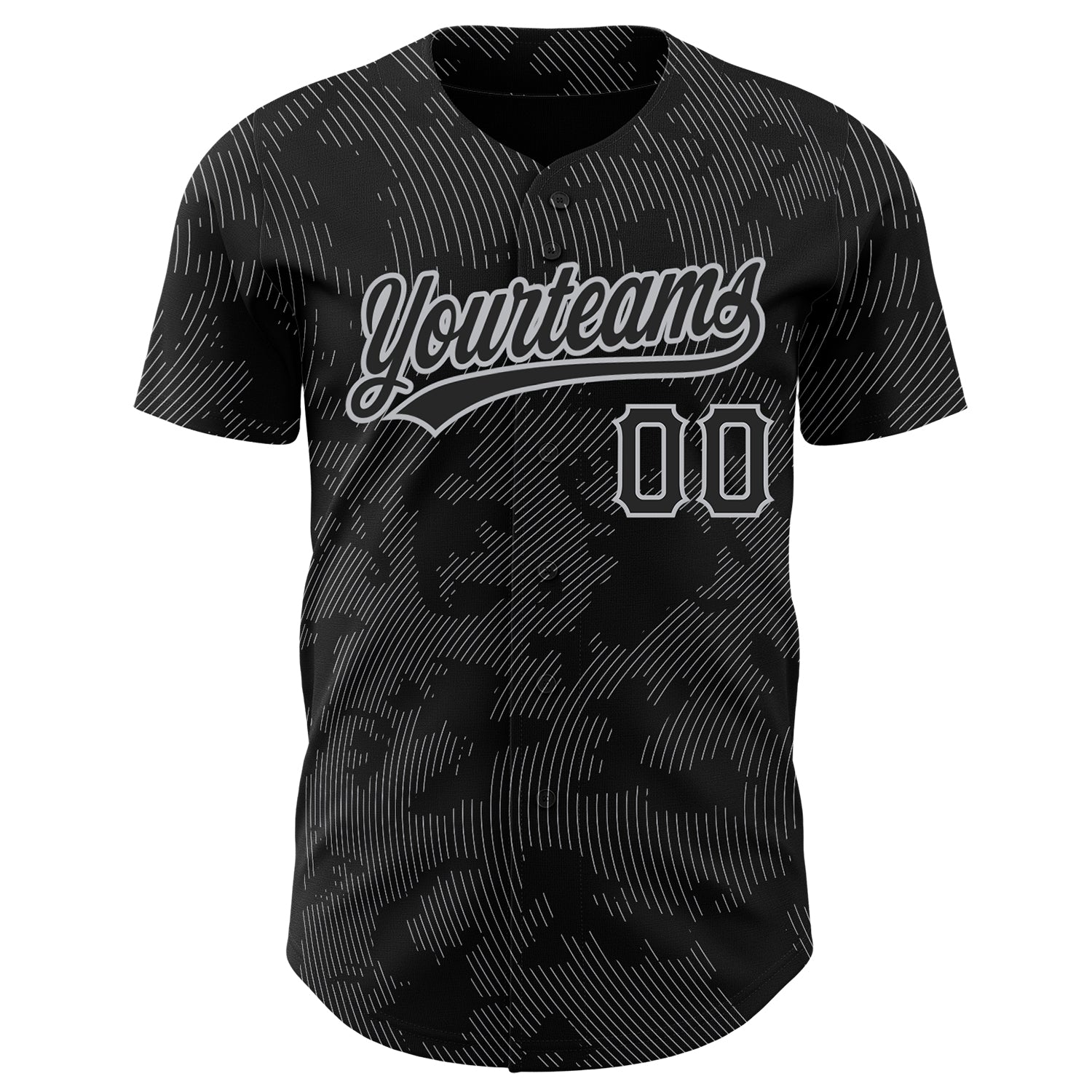 Custom Black Gray 3D Pattern Design Curve Lines Authentic Baseball Jersey view 2