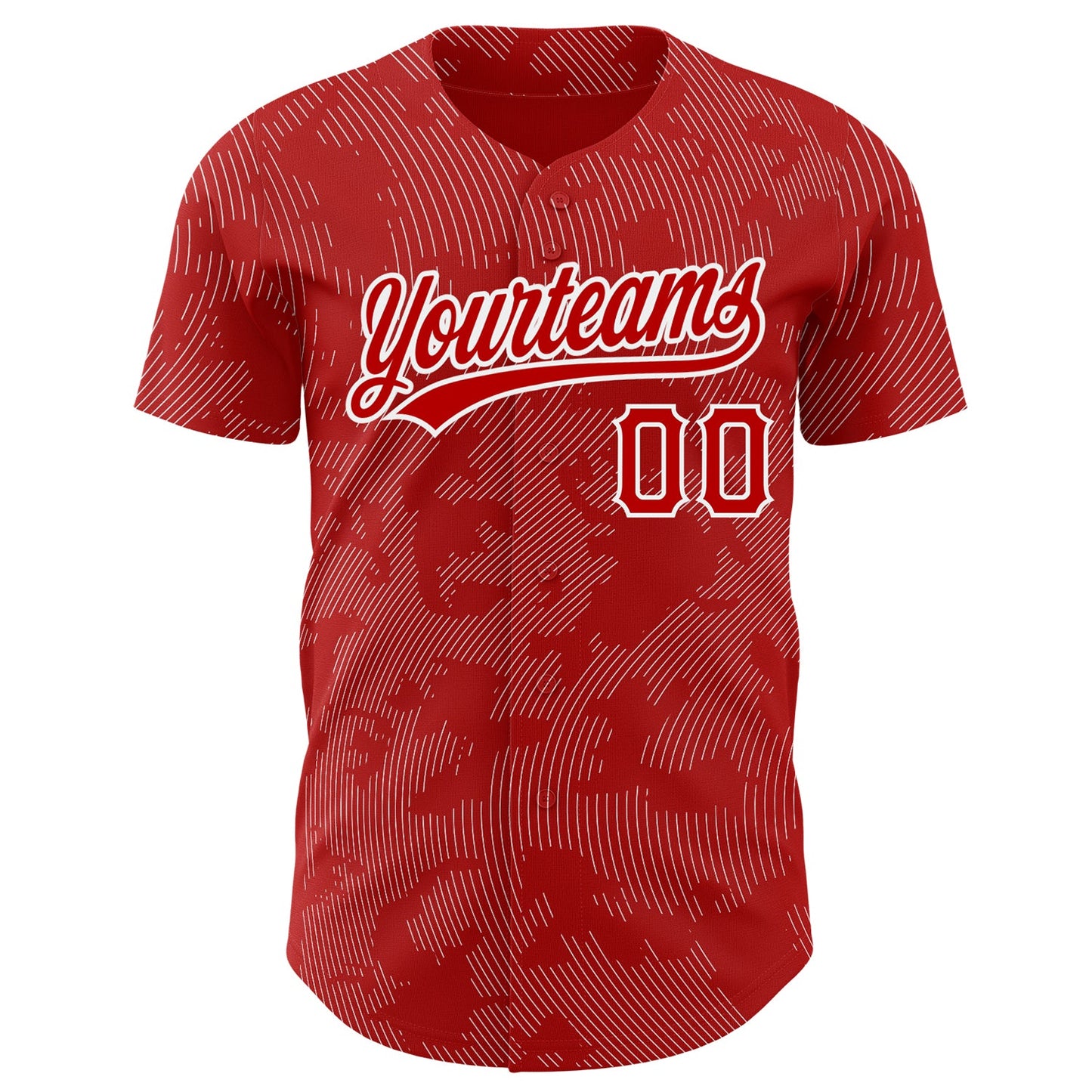 Custom Red White 3D Pattern Design Curve Lines Authentic Baseball Jersey view 2