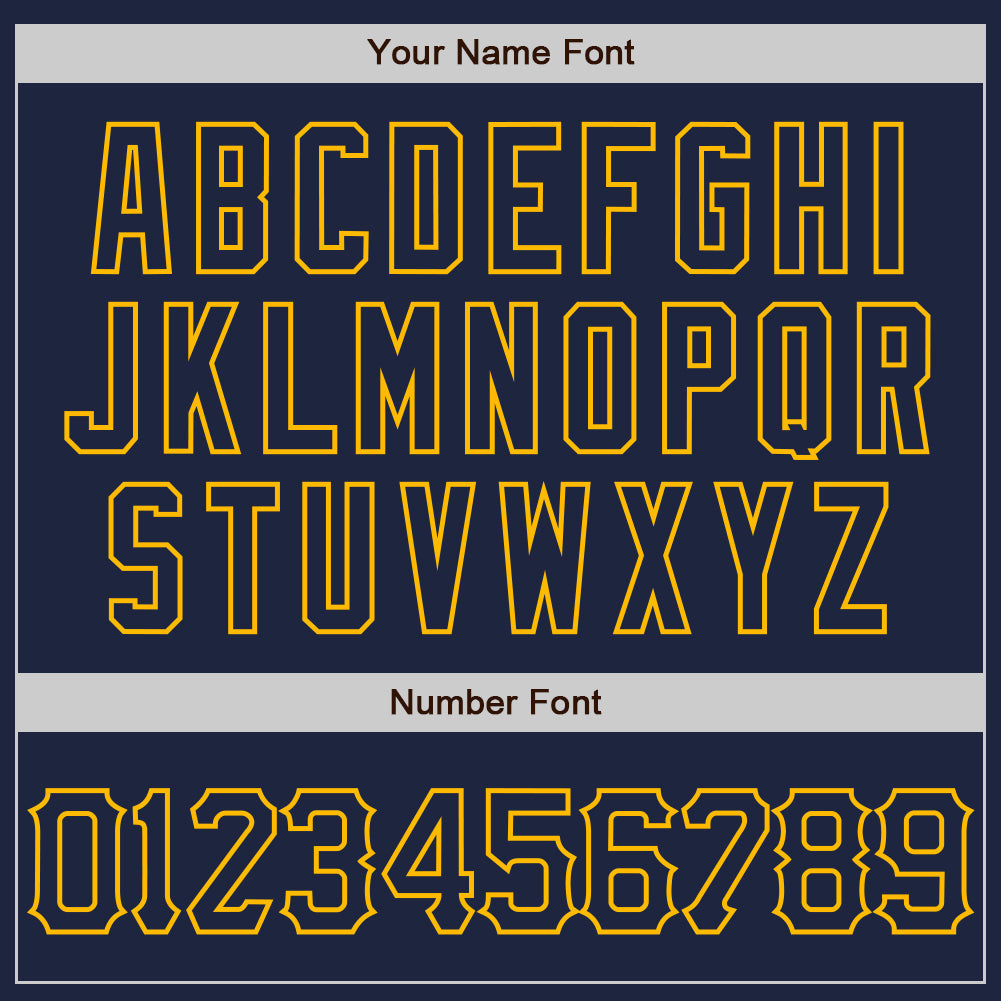 Custom Navy Gold 3D Pattern Design Curve Lines Authentic Baseball Jersey view 5