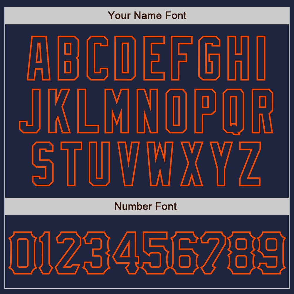 Custom Navy Orange 3D Pattern Design Curve Lines Authentic Baseball Jersey view 5