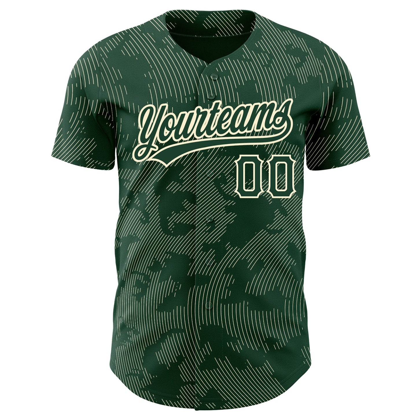 Custom Green Cream 3D Pattern Design Curve Lines Authentic Baseball Jersey view 2