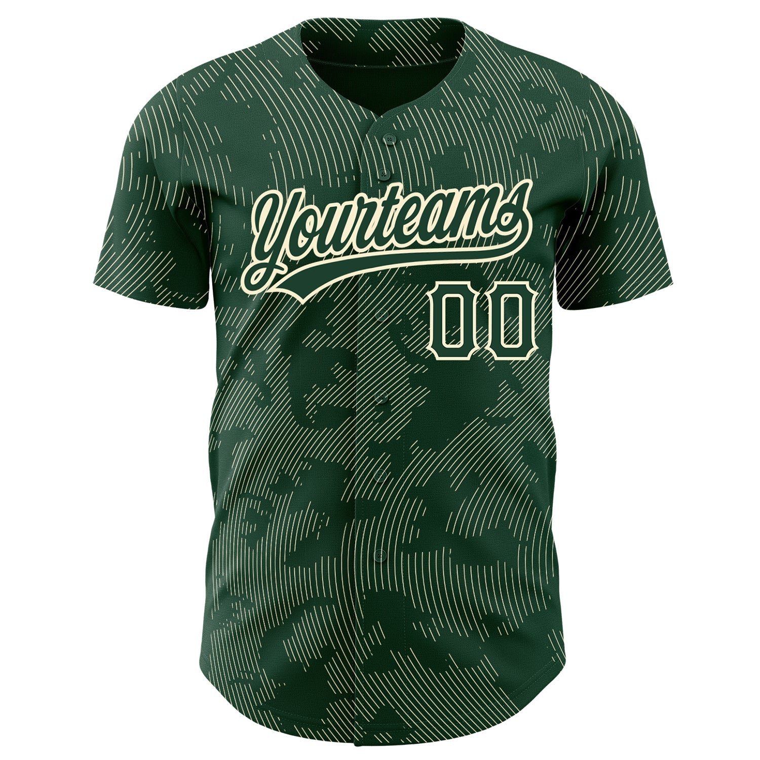 Custom Green Cream 3D Pattern Design Curve Lines Authentic Baseball Jersey view 2