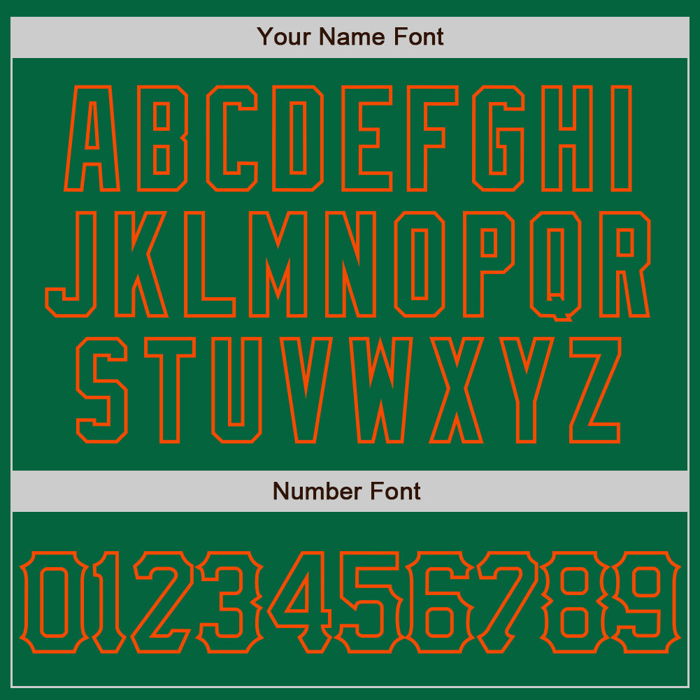 Custom Kelly Green Orange 3D Pattern Design Curve Lines Authentic Baseball Jersey view 5