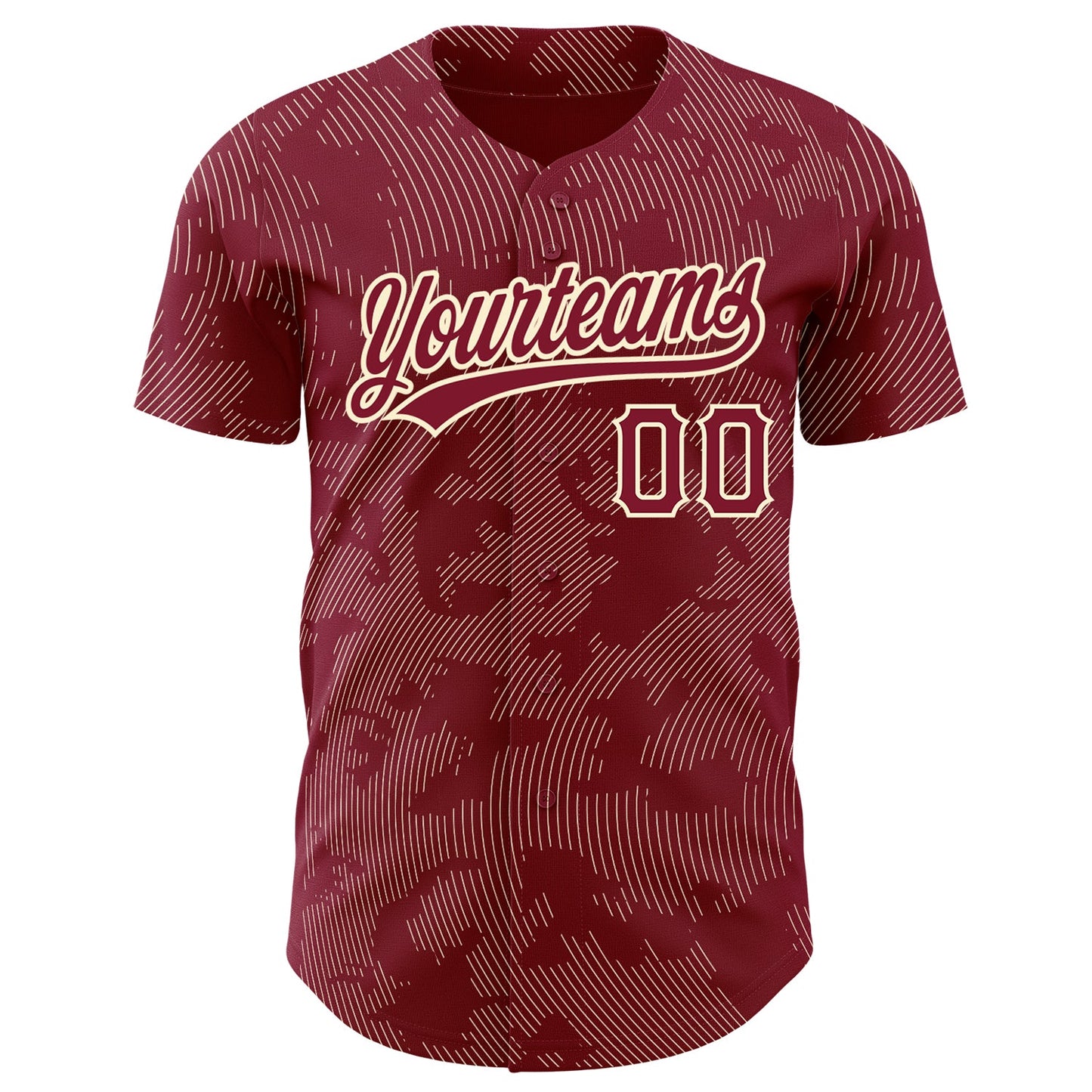 Custom Crimson Cream 3D Pattern Design Curve Lines Authentic Baseball Jersey view 2