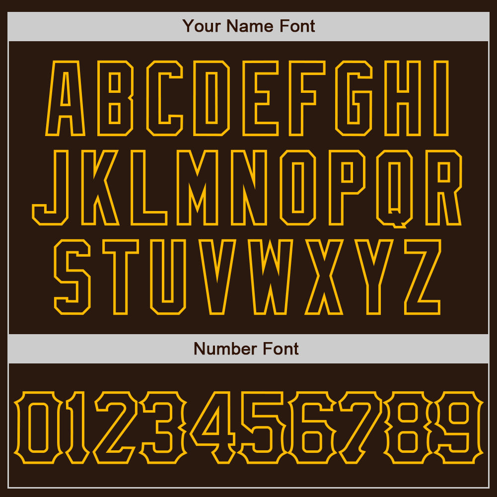 Custom Brown Gold 3D Pattern Design Curve Lines Authentic Baseball Jersey view 5