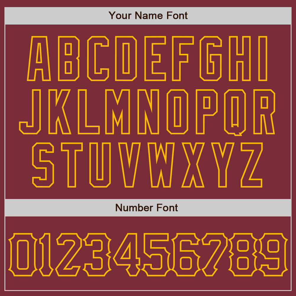 Custom Burgundy Gold 3D Pattern Design Curve Lines Authentic Baseball Jersey view 5