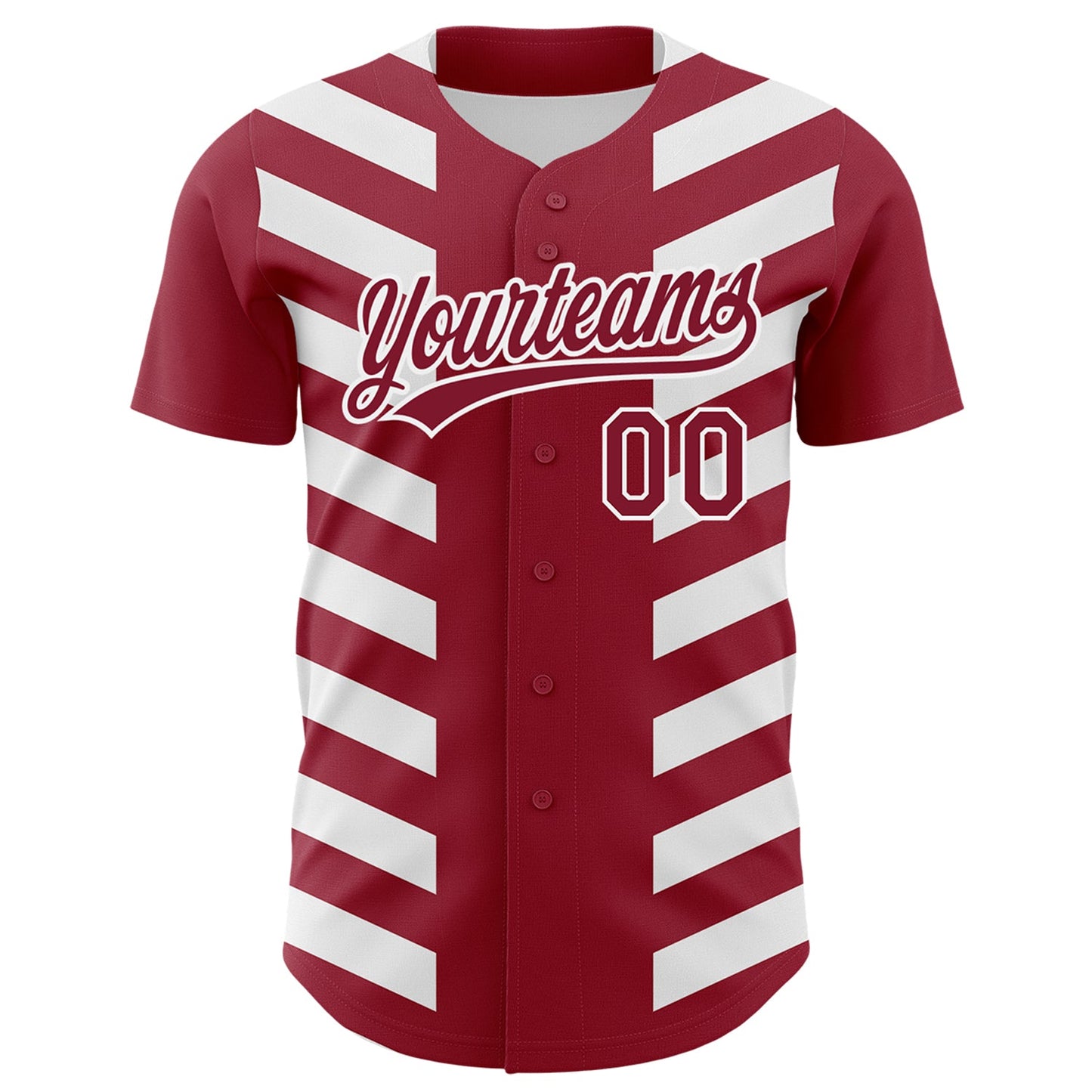 Custom Crimson White 3D Pattern Design Side Stripes Authentic Baseball Jersey view 2
