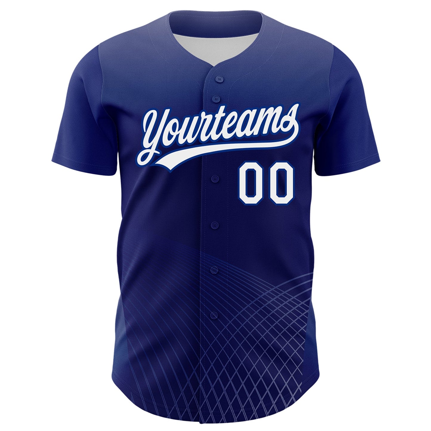 Custom Purple White-Royal 3D Pattern Design Crossed Lines Authentic Baseball Jersey view 2