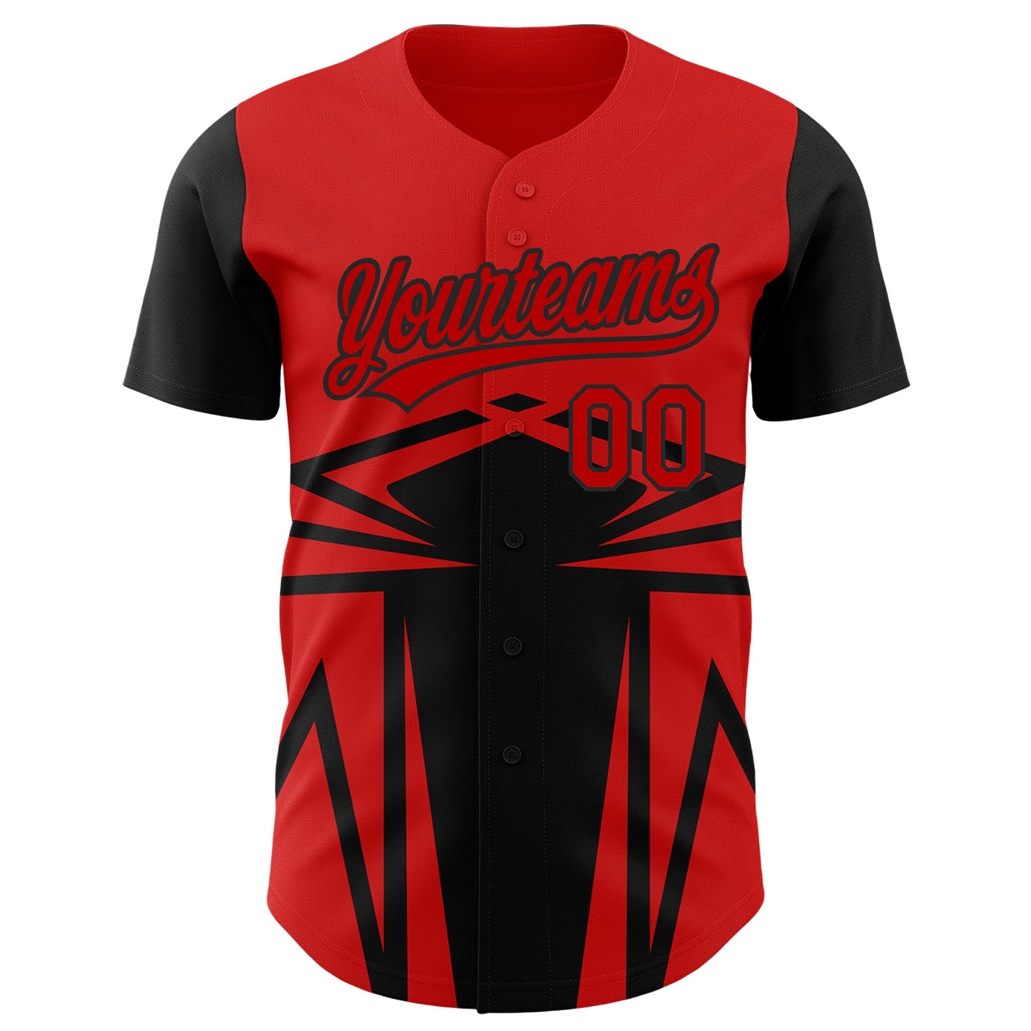 Custom Red Black 3D Pattern Design Side Sharp Edges Authentic Baseball Jersey view 2