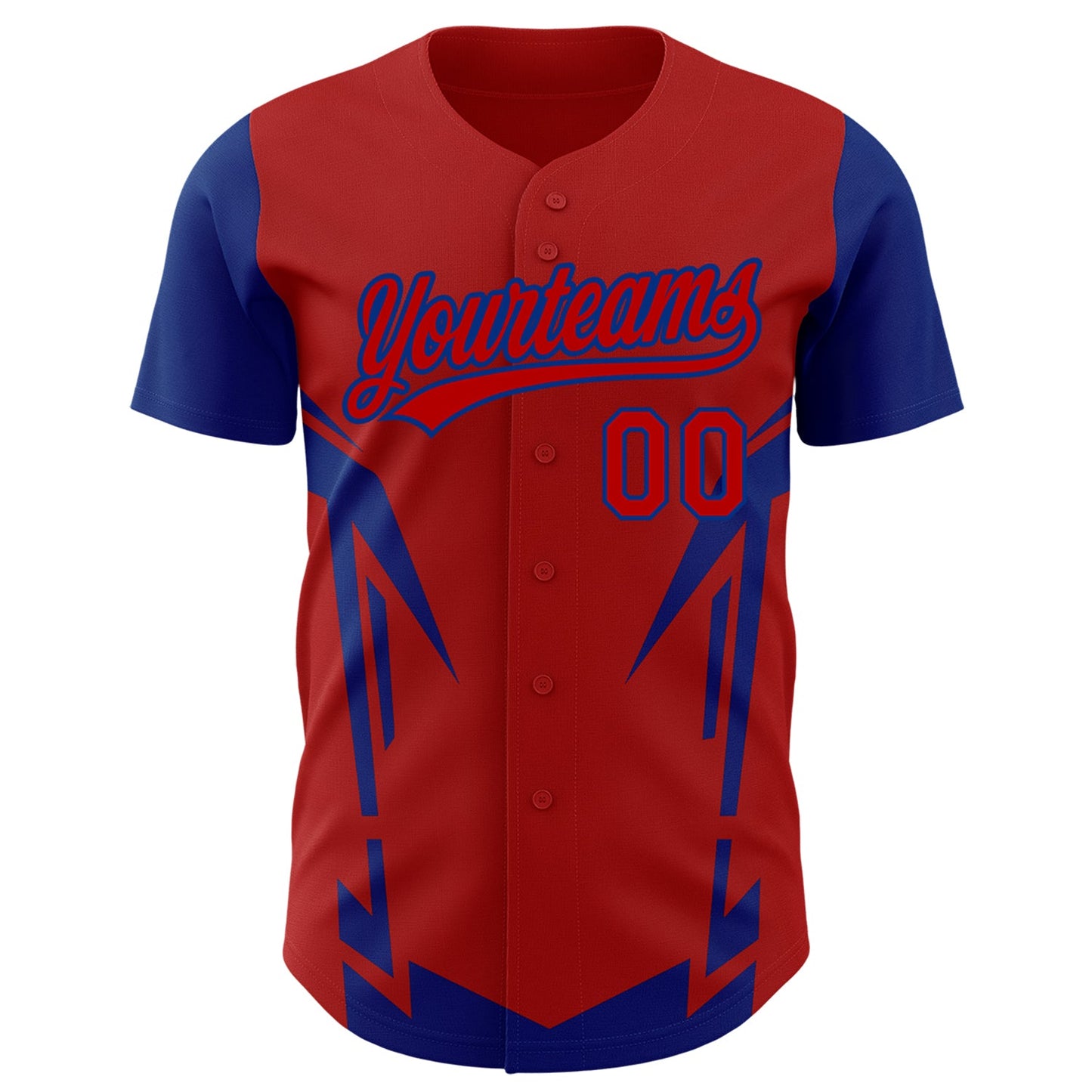 Custom Red Royal 3D Pattern Design Side Sharp Edges Authentic Baseball Jersey view 2