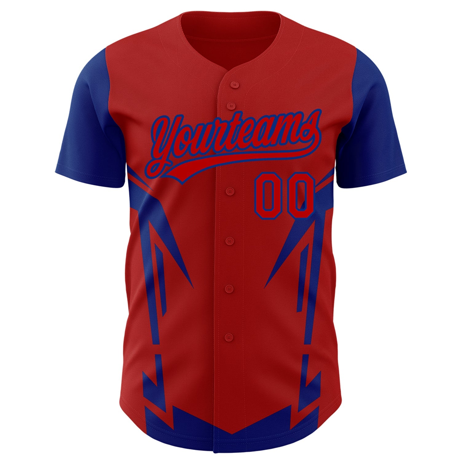 Custom Red Royal 3D Pattern Design Side Sharp Edges Authentic Baseball Jersey view 2