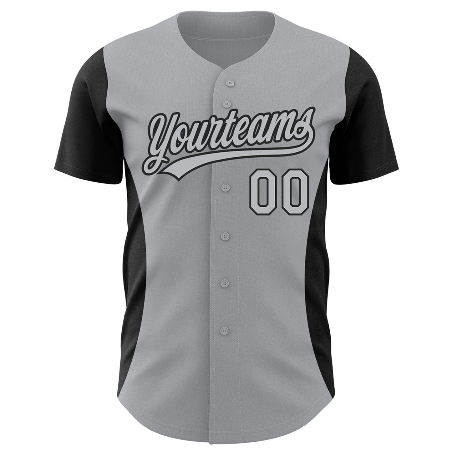 Custom Gray Black 3D Pattern Design Side Panel Stripes Authentic Baseball Jersey view 2