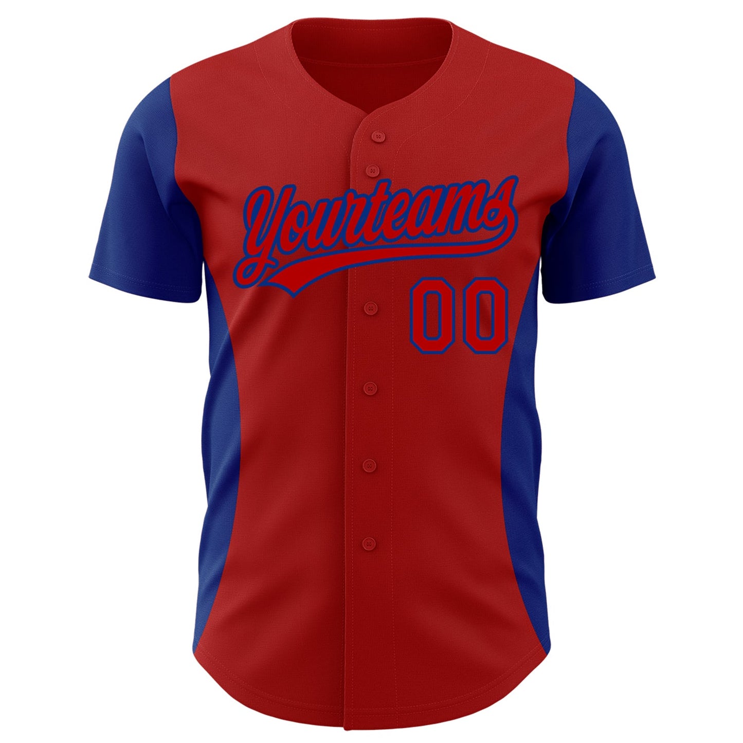 Custom Red Royal 3D Pattern Design Side Panel Stripes Authentic Baseball Jersey view 2
