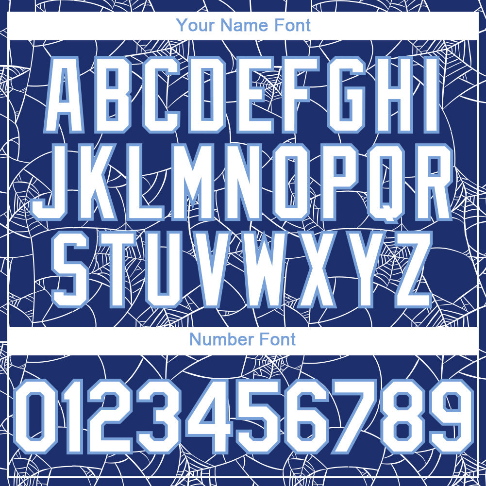 Custom Royal White-Light Blue 3D Pattern Design Spider Web Authentic Baseball Jersey view 5