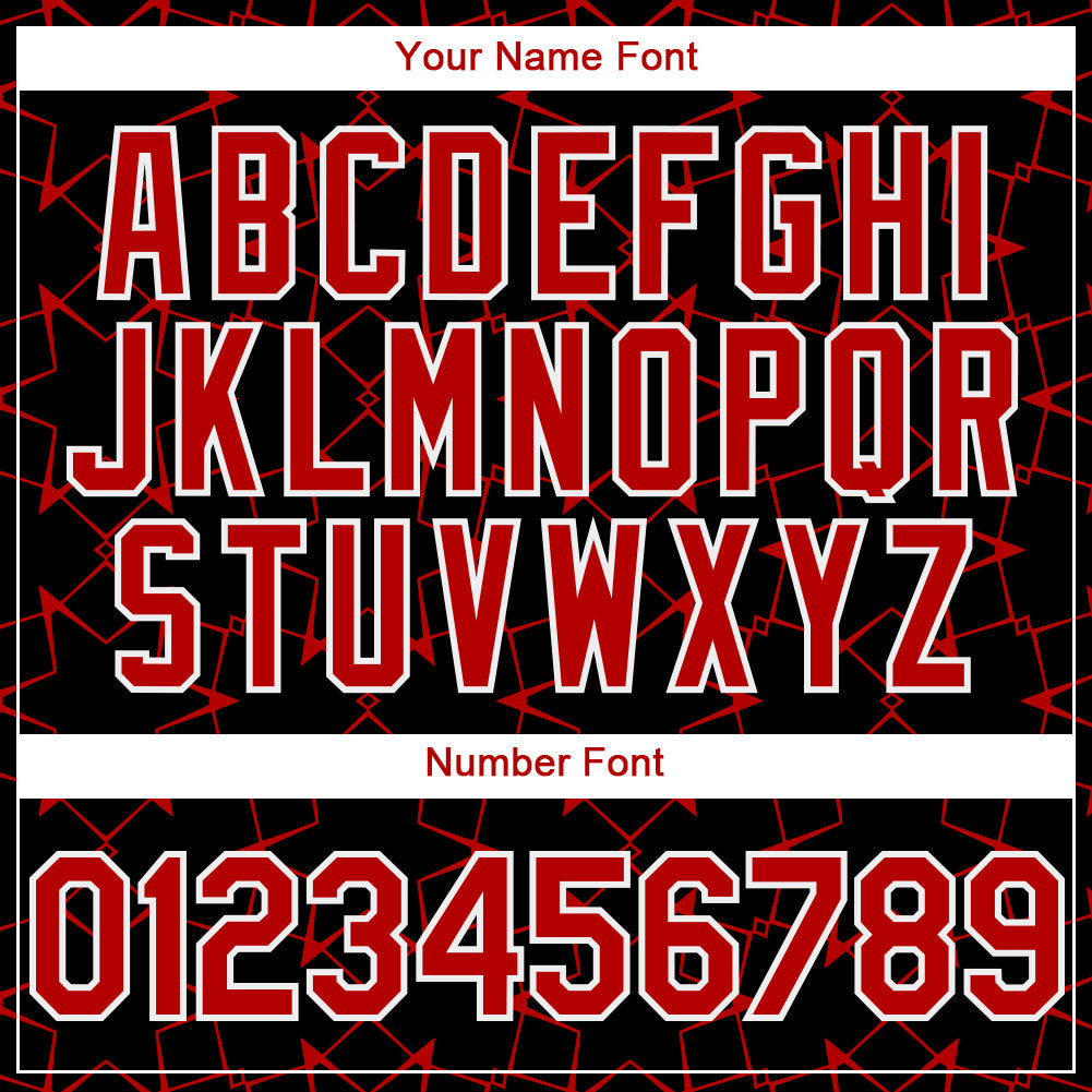 Custom Black Red-White 3D Pattern Design Star Lines Authentic Baseball Jersey view 5