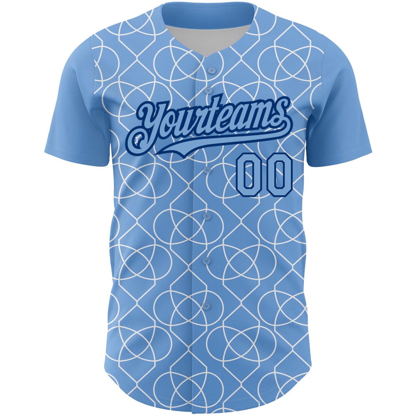 Custom Light Blue Black-White 3D Pattern Design Arabesque Shape Authentic Baseball Jersey view 2
