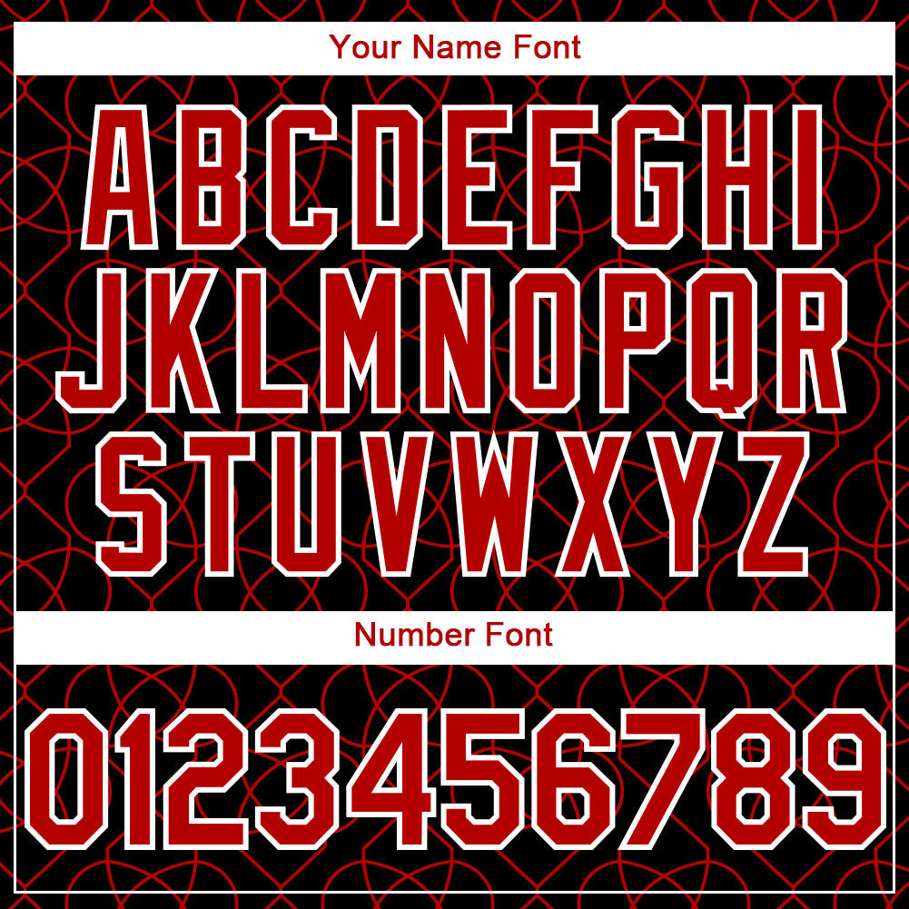 Custom Black Red-White 3D Pattern Design Arabesque Shape Authentic Baseball Jersey view 5