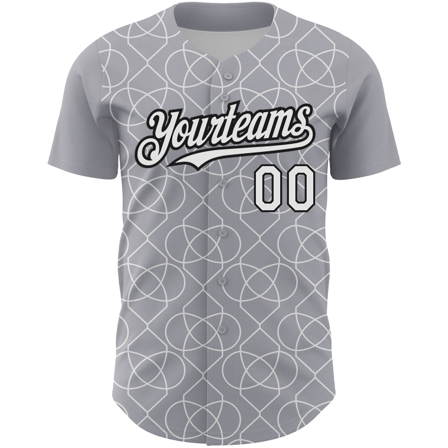Custom Gray White-Black 3D Pattern Design Arabesque Shape Authentic Baseball Jersey view 2