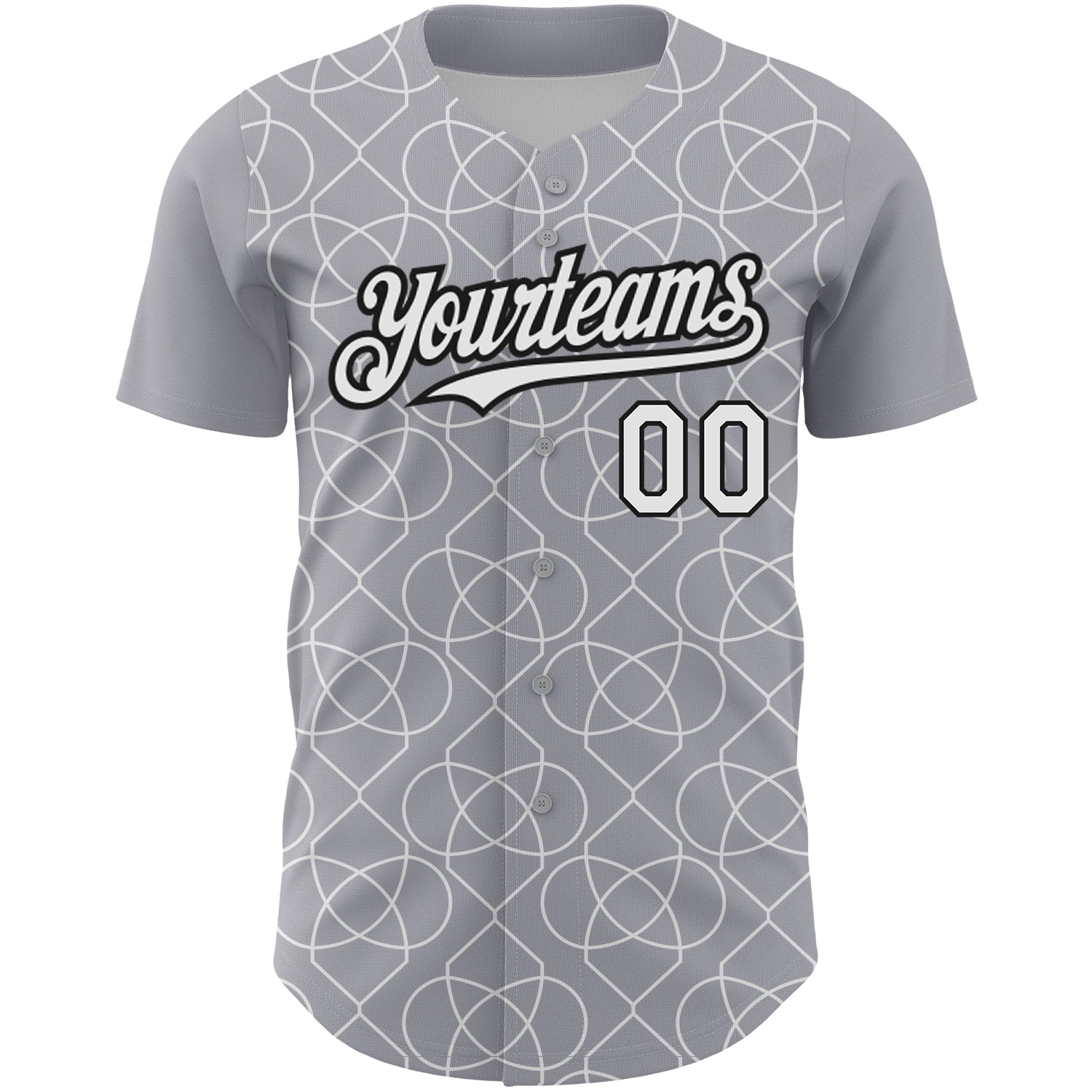 Custom Gray White-Black 3D Pattern Design Arabesque Shape Authentic Baseball Jersey view 2