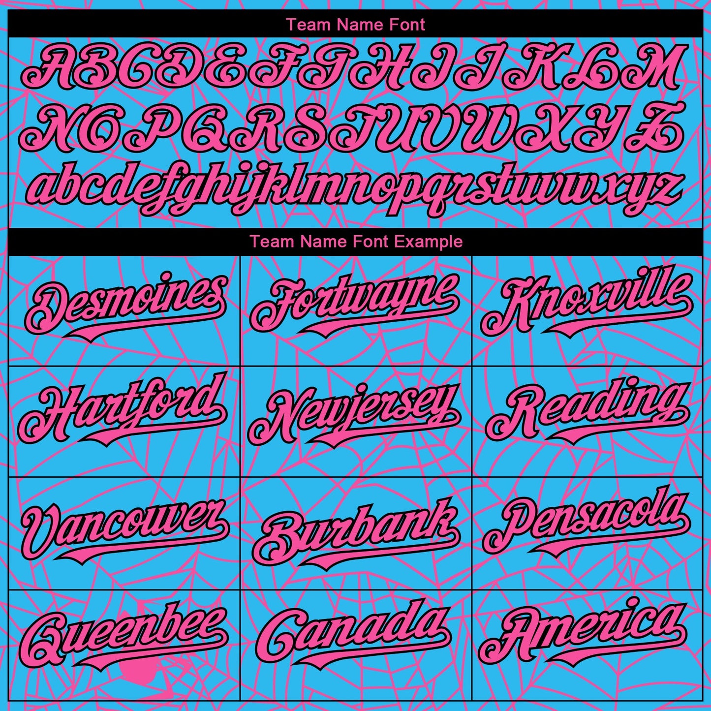 Custom Sky Blue Pink-Black 3D Pattern Design Spider Web Authentic Baseball Jersey view 4