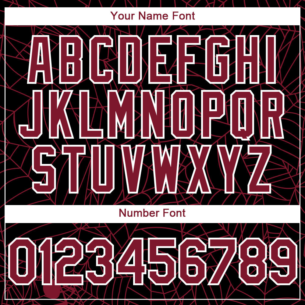 Custom Black Crimson-White 3D Pattern Design Spider Web Authentic Baseball Jersey view 5